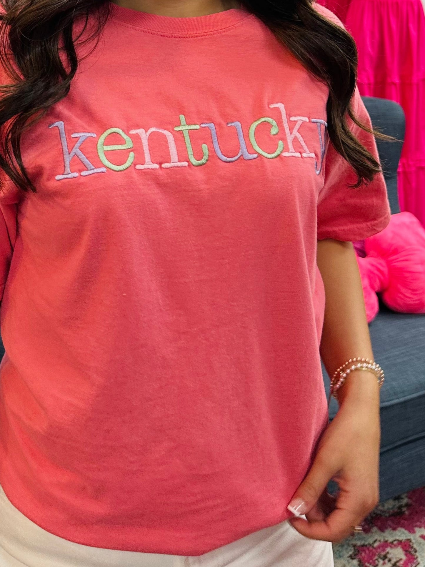 The Kentucky Pastel Embroidered Tee