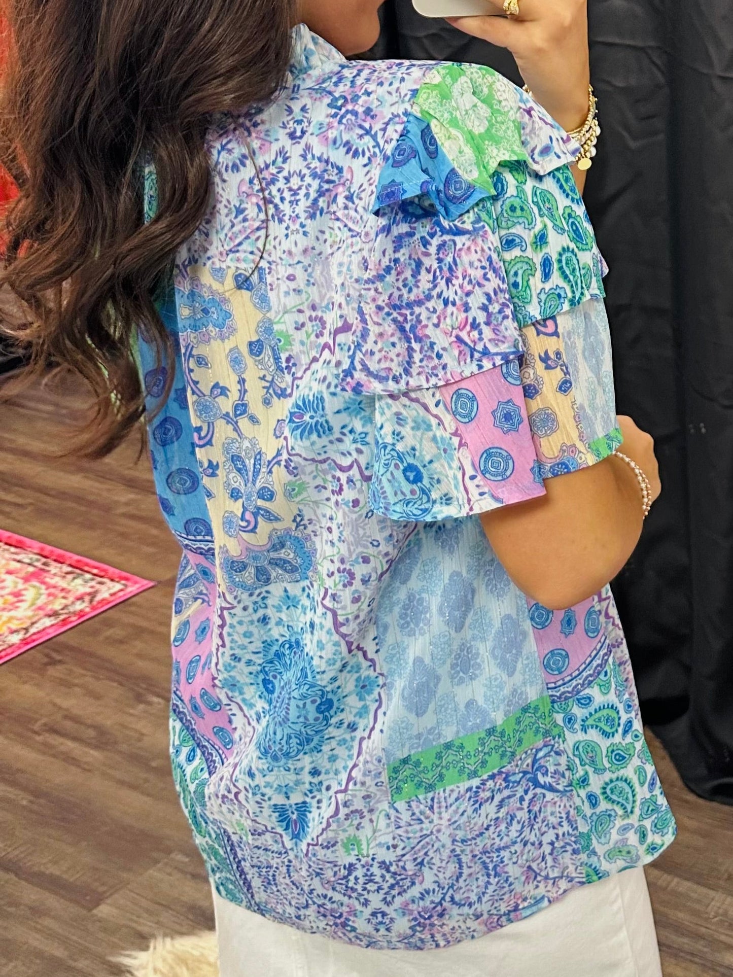 The Lacey Blue Patchwork Top