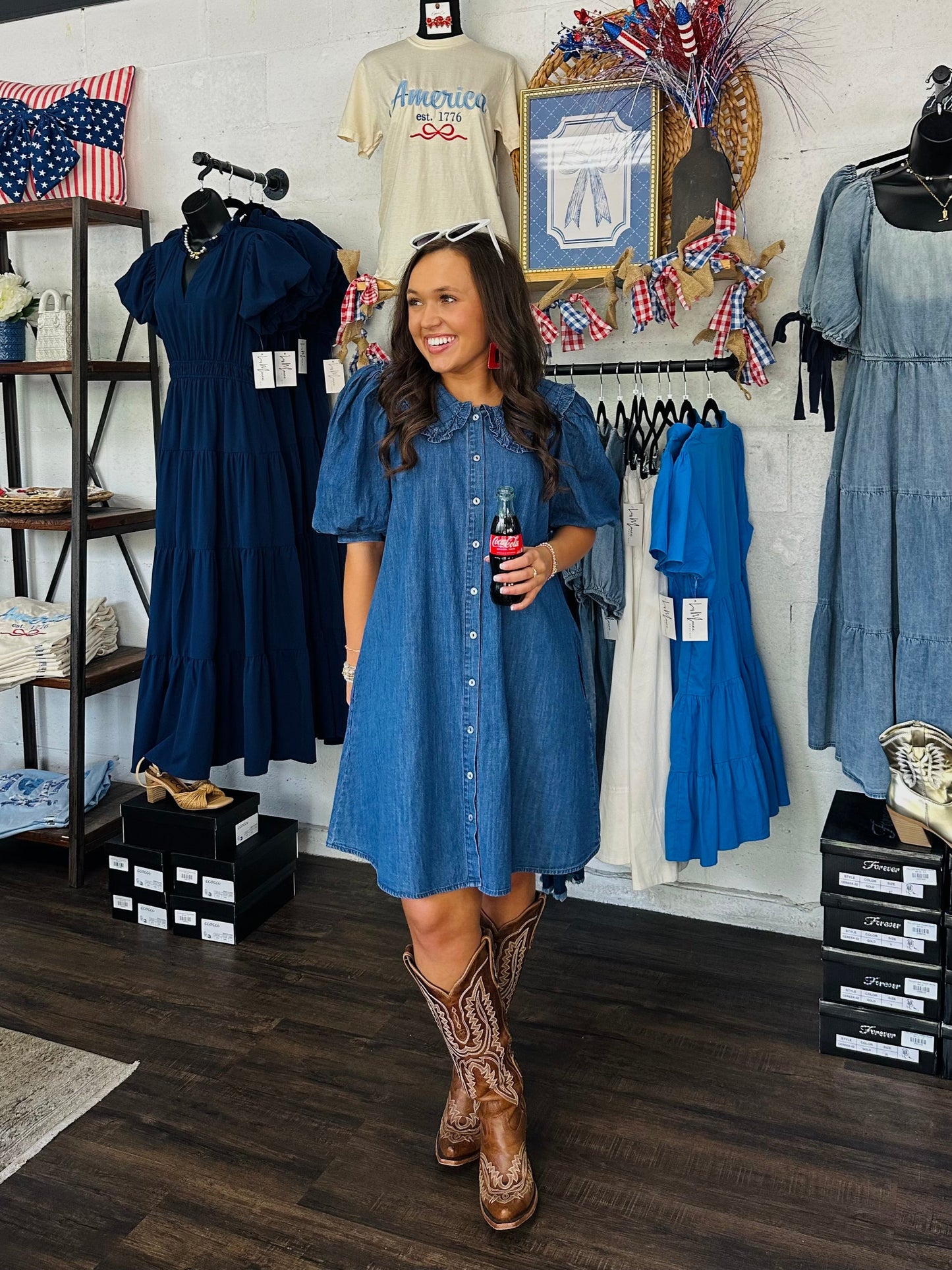 The Magnolia Mae Denim Collar Button Dress