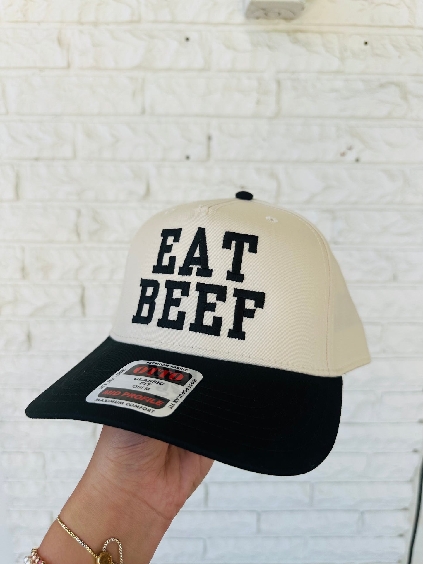 Black 'Eat Beef' Embroidered Trucker Hat