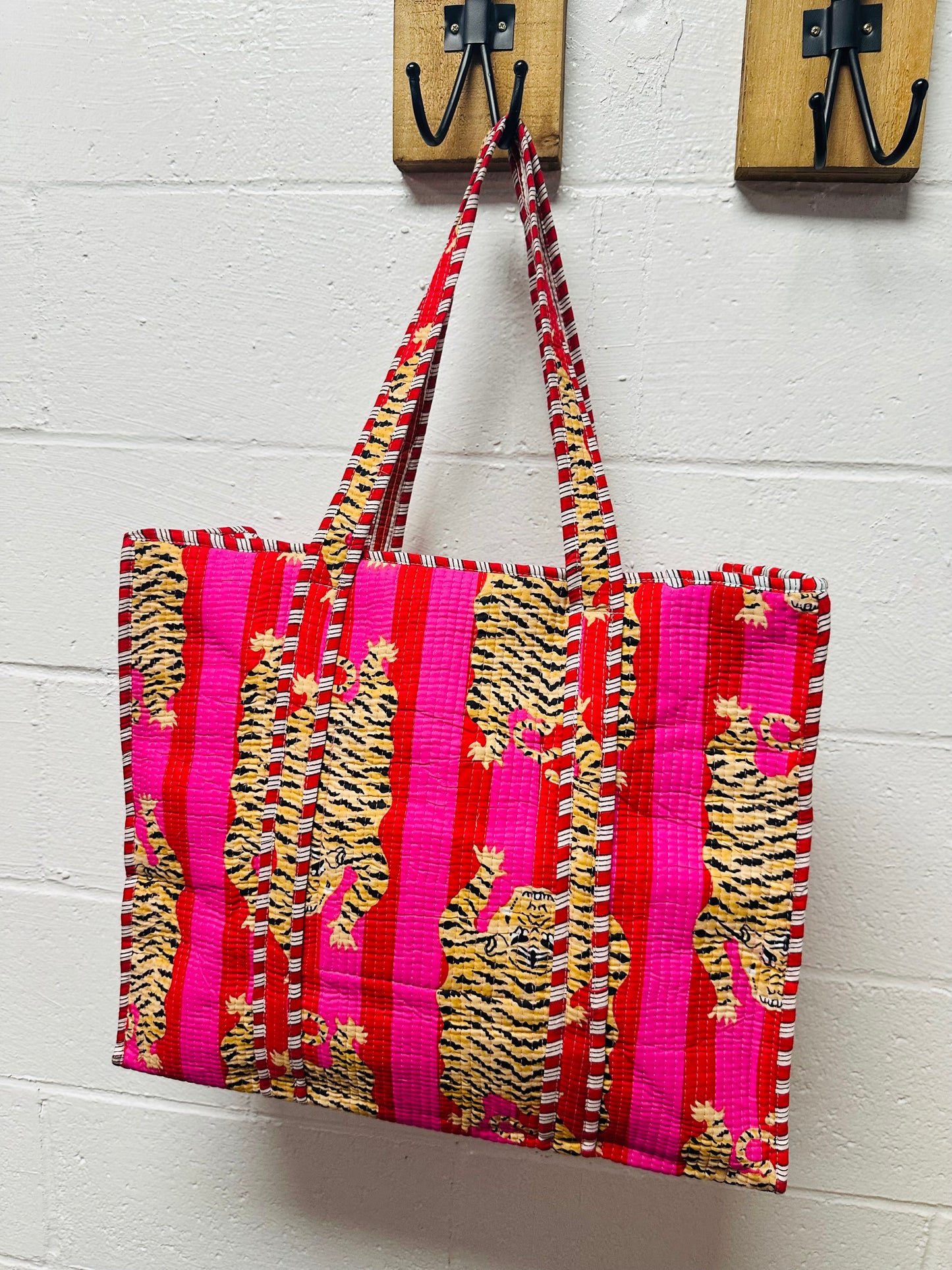The Pink Tiger Quilted Tote Bag
