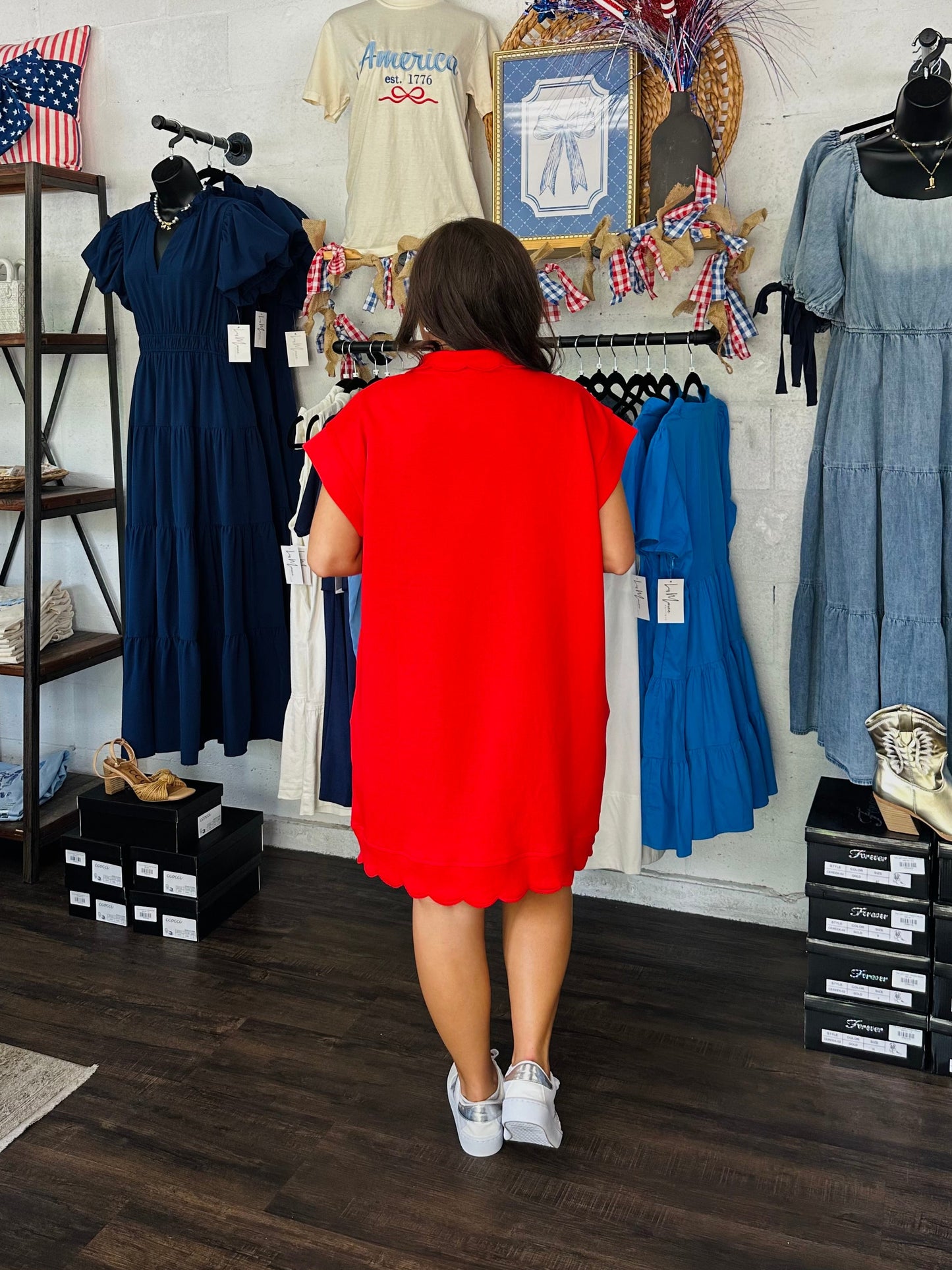 The Layla Red Scalloped Dress