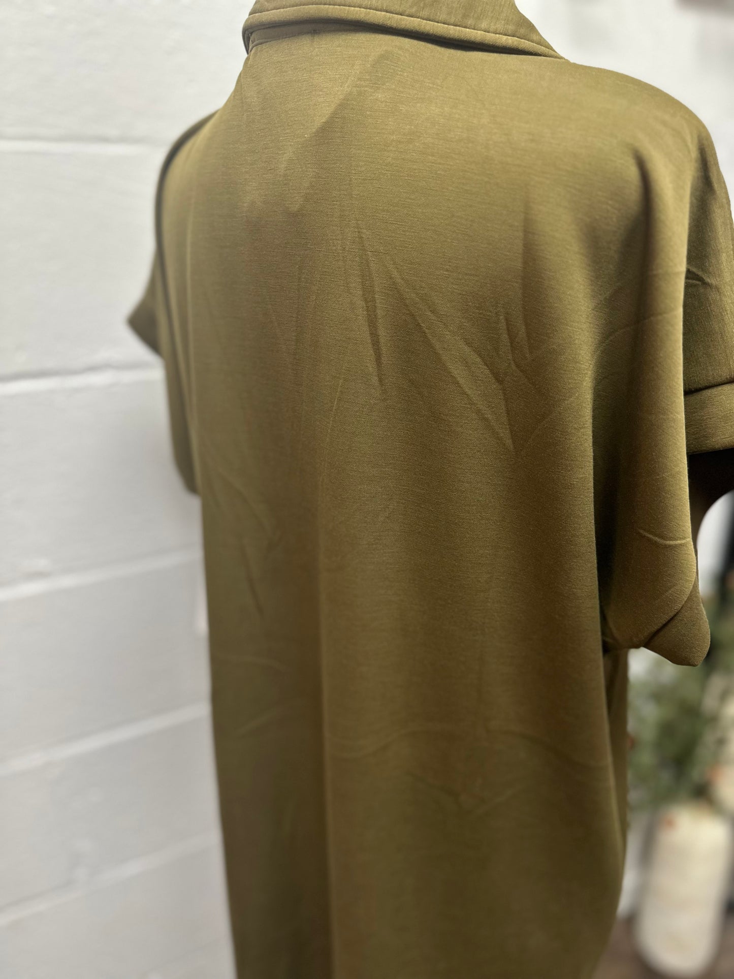 The Nola Olive V-neck Midi Dress