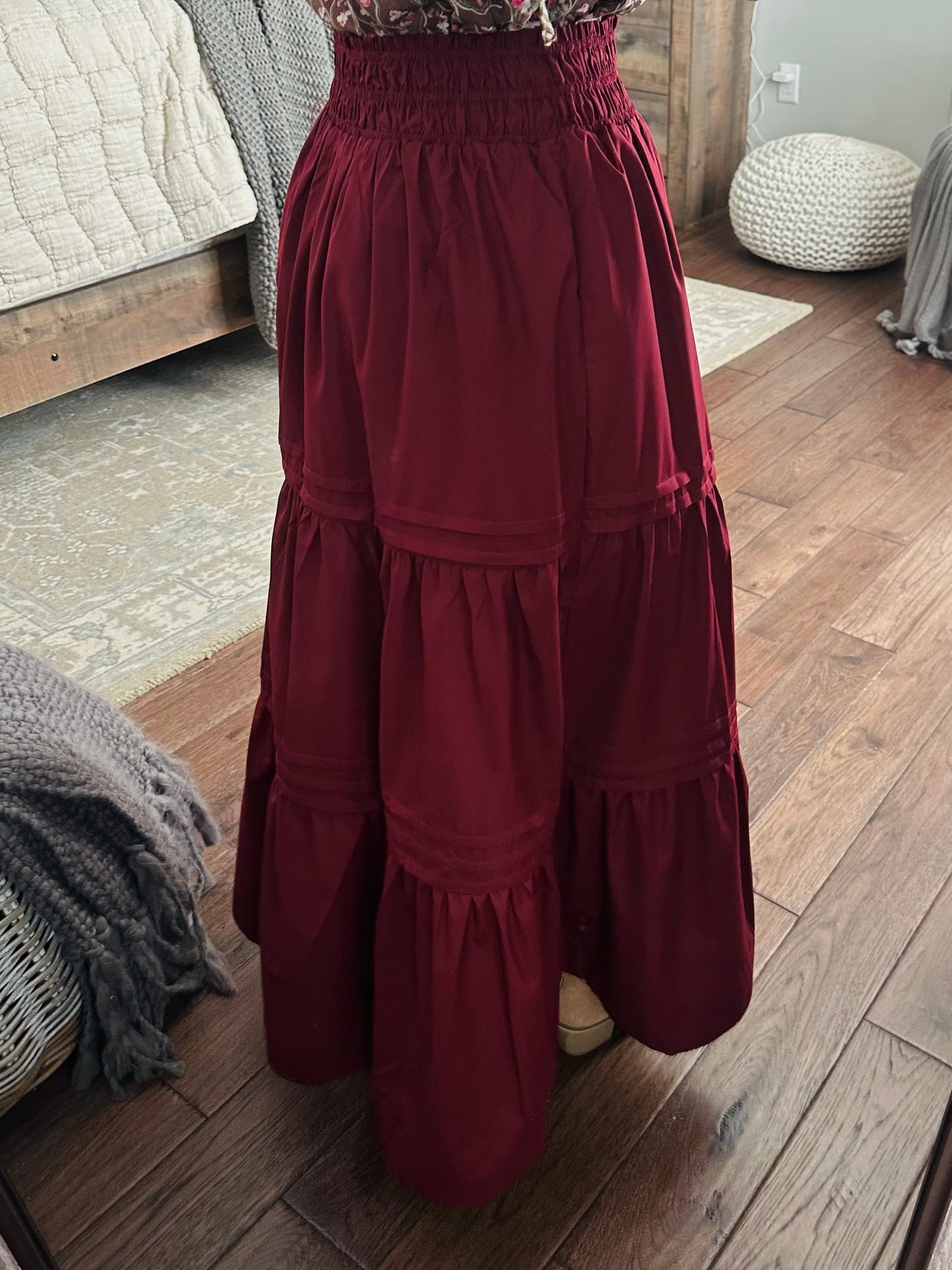 The Ruth Burgundy Maxi Skirt