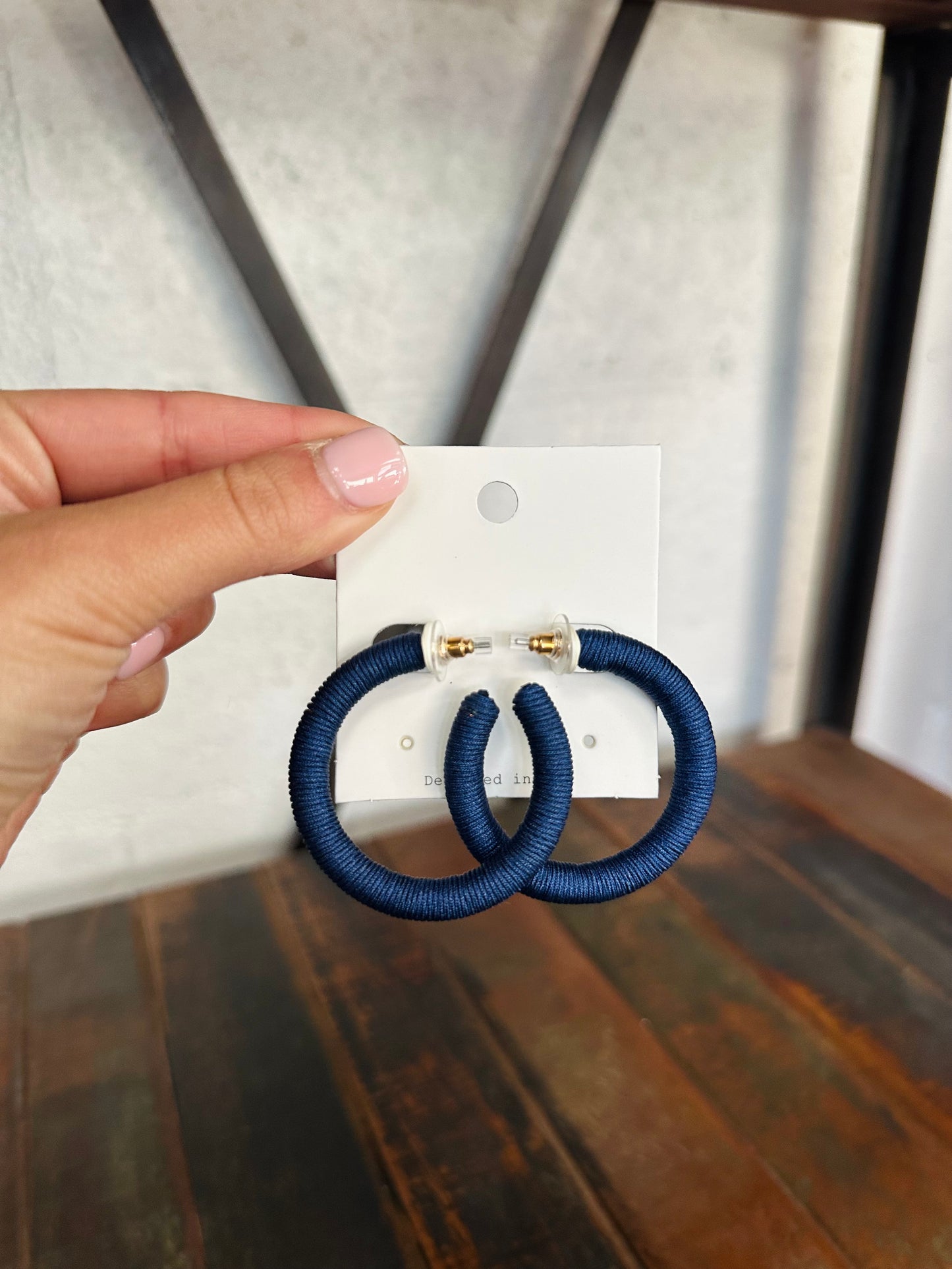 Navy Thread Hoops