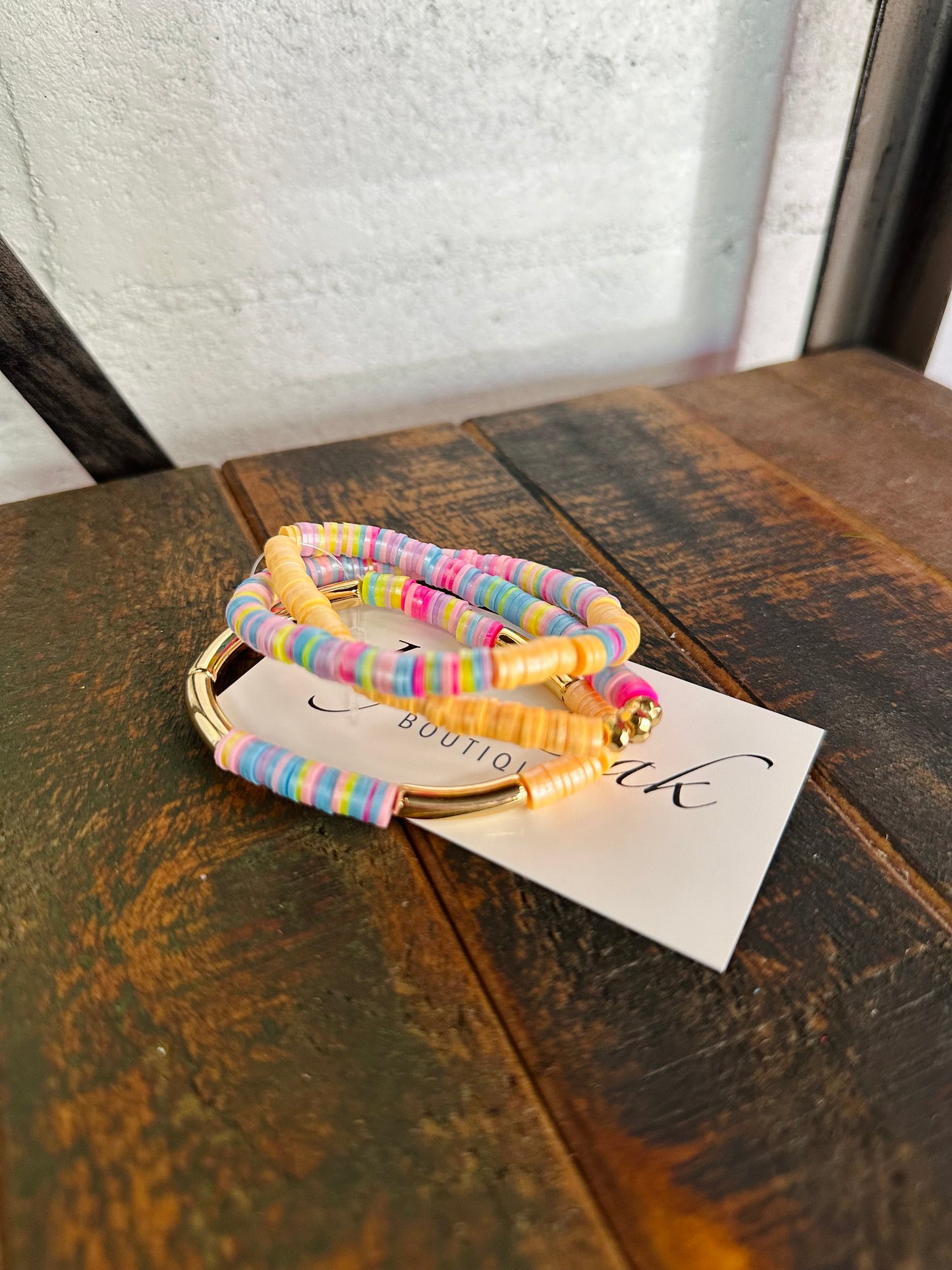 Multi-Colored Shimmer Rubber Disc Stretch Stack