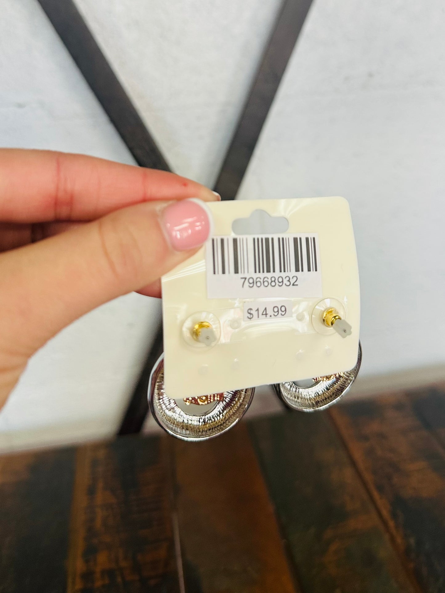 Two Tone Textured Dangle Earring