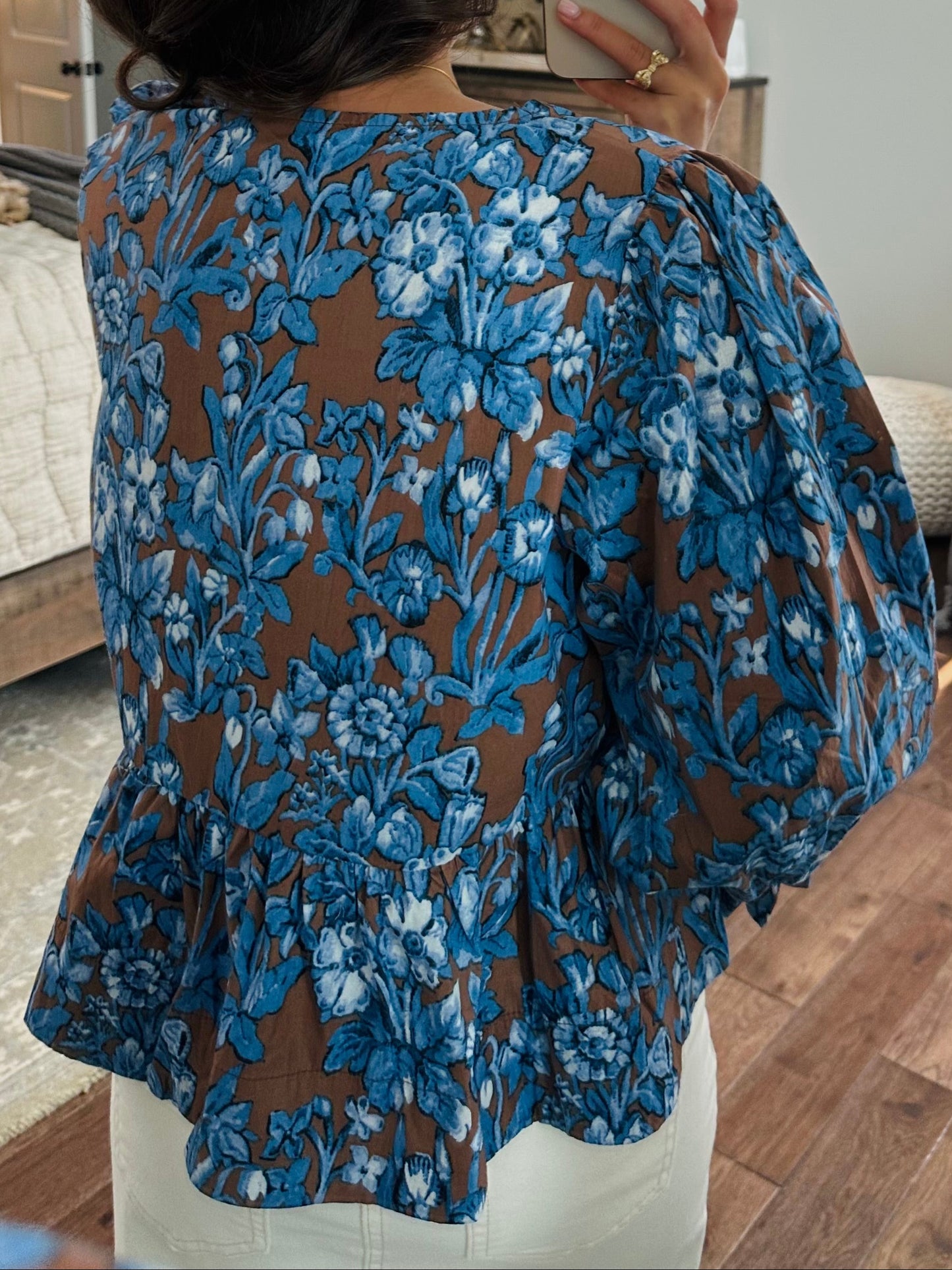 The Lillie Brown Floral Bow Top