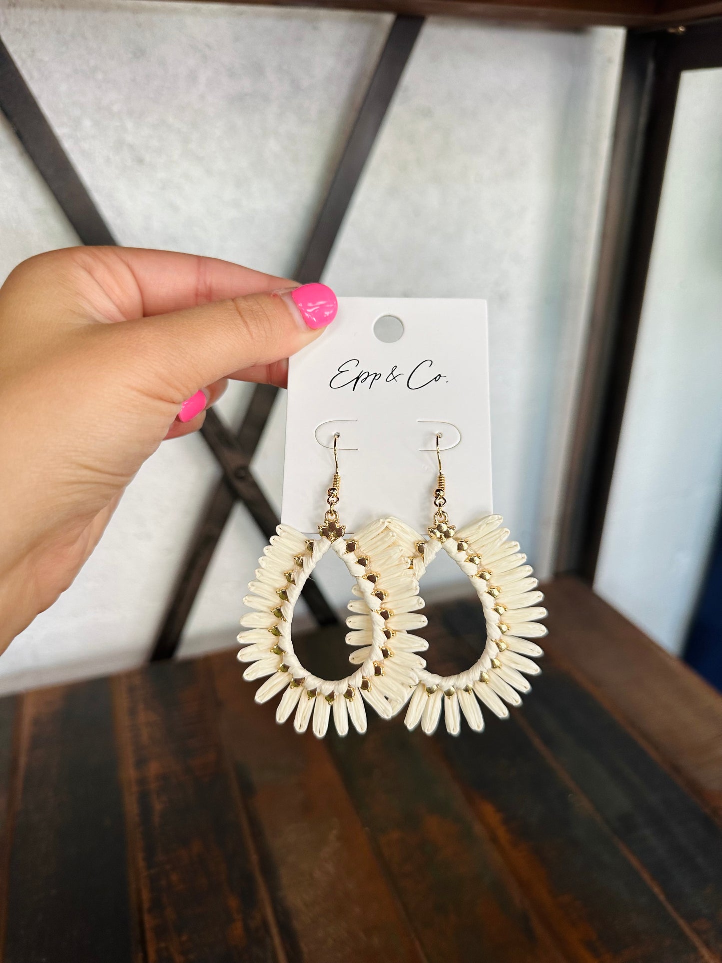 Ivory Raffia Teardrops