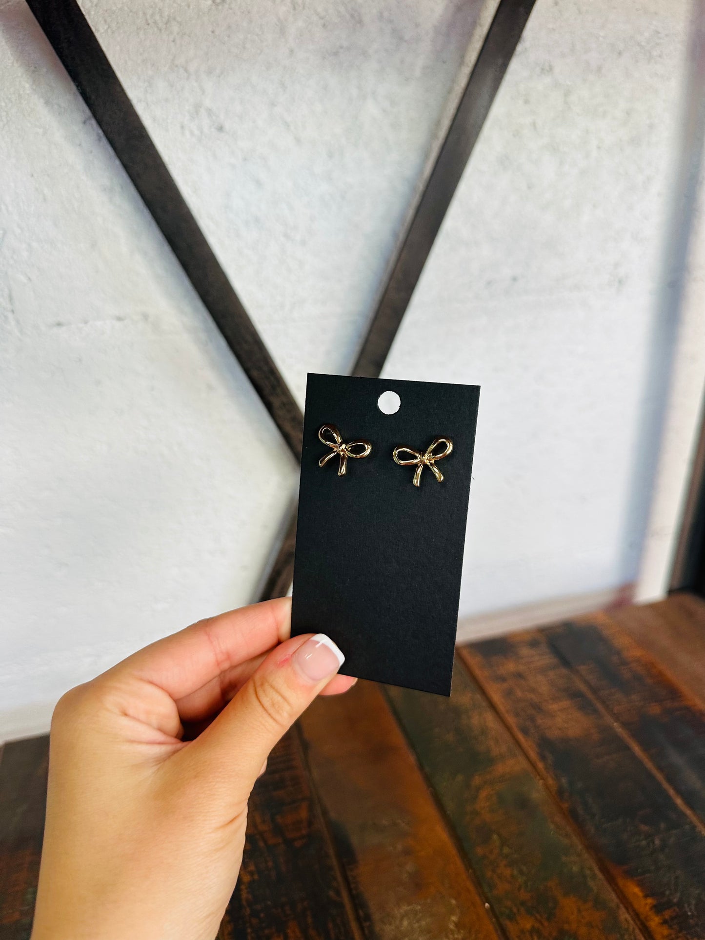 Gold Bow & Pearl Stud Post Earring