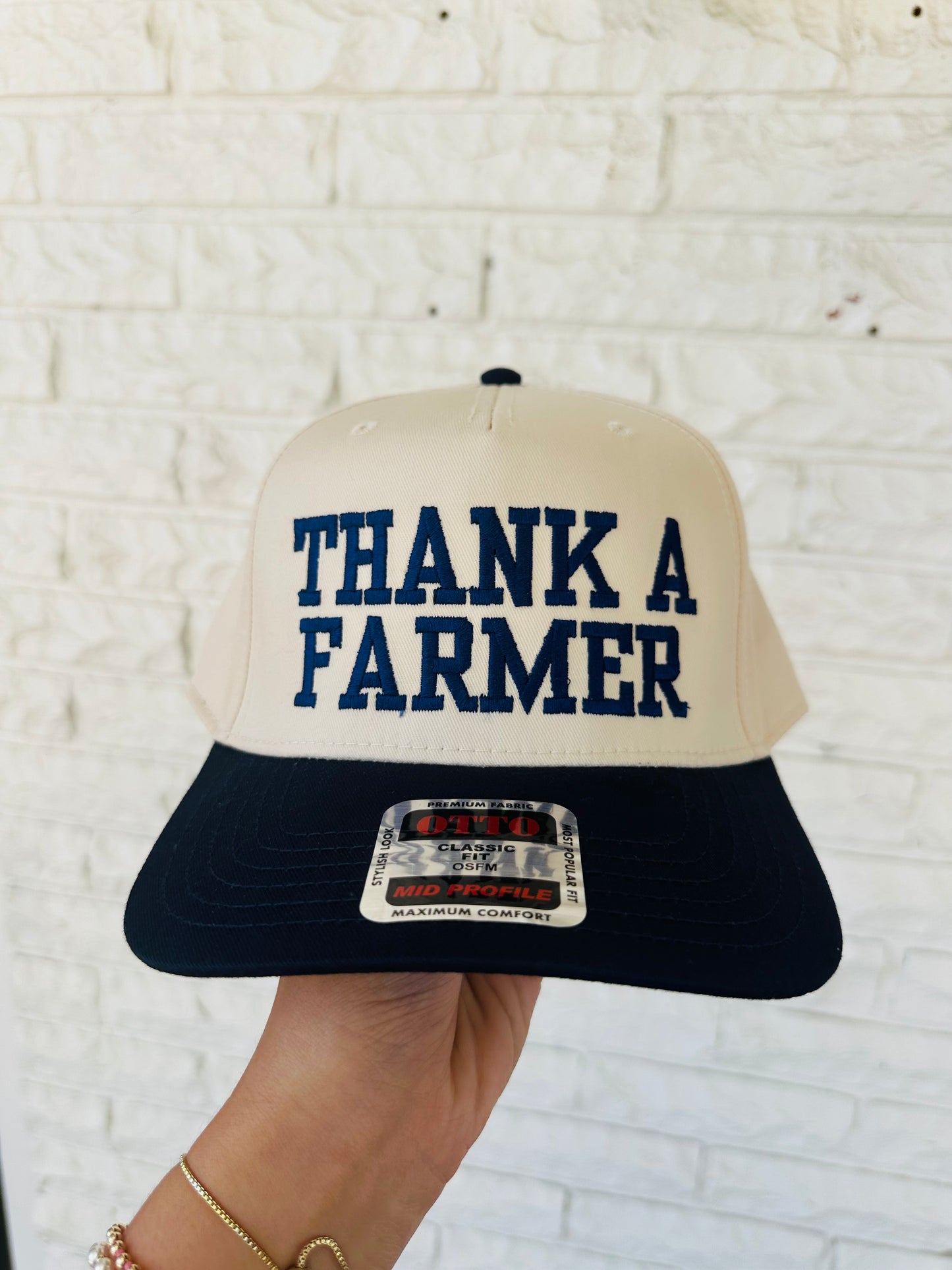 Navy 'Thank A Farmer' Embroidered Trucker Hat
