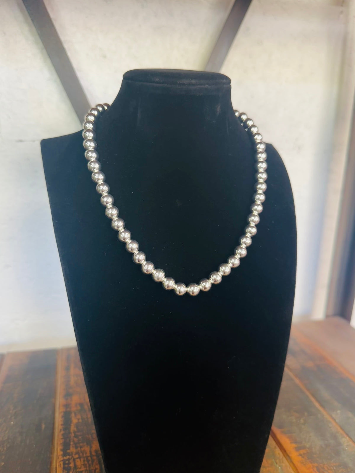 8mm Silver Ball Bead Necklace