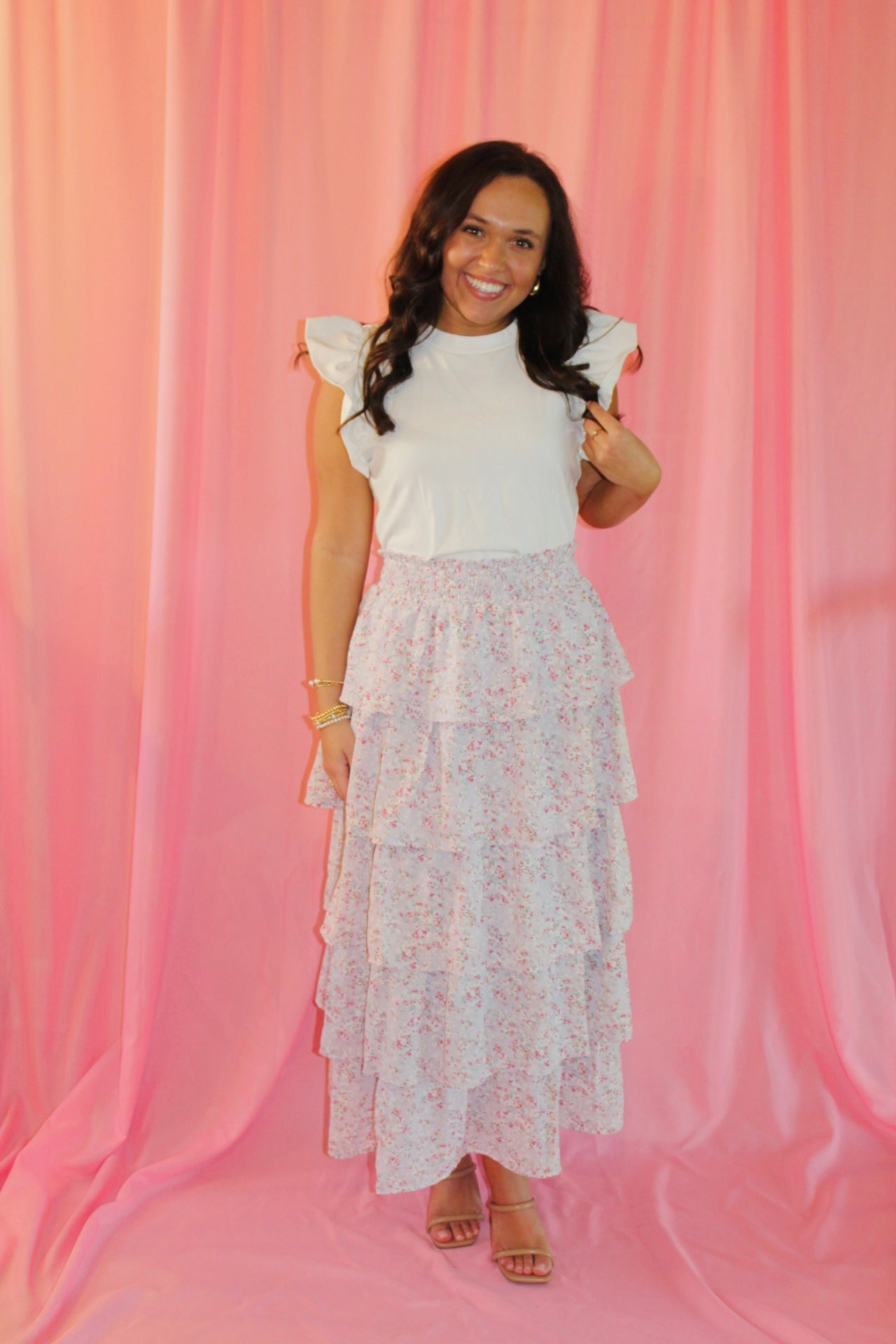 The Tillie White Ruffled Sleeve Top