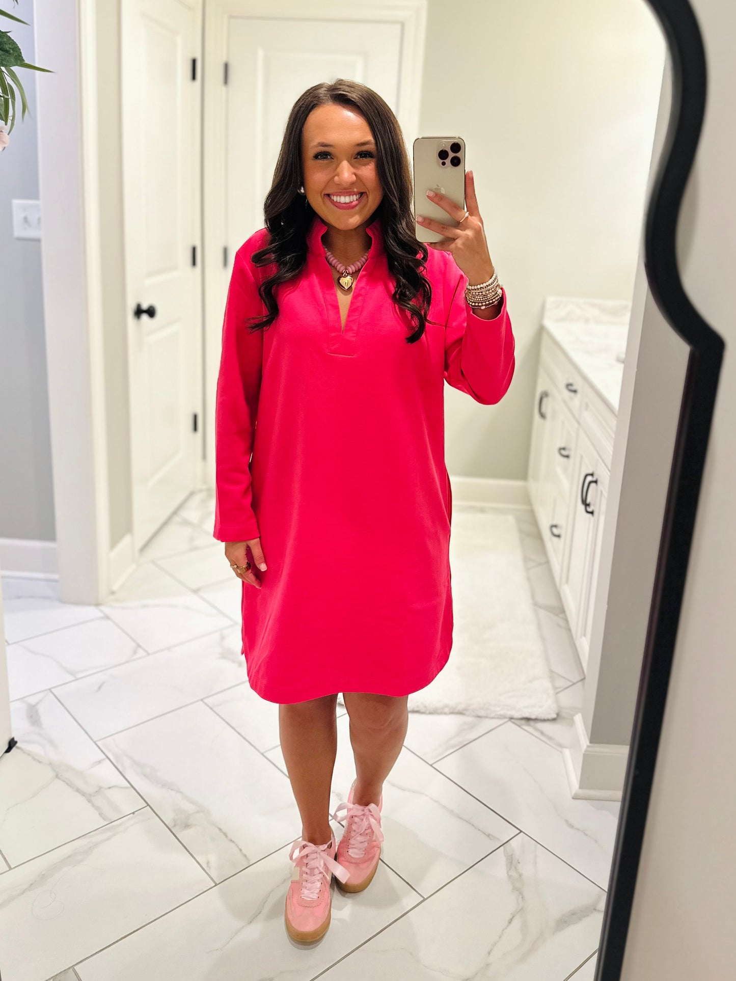 The Nicole Pink Long Sleeve Dress