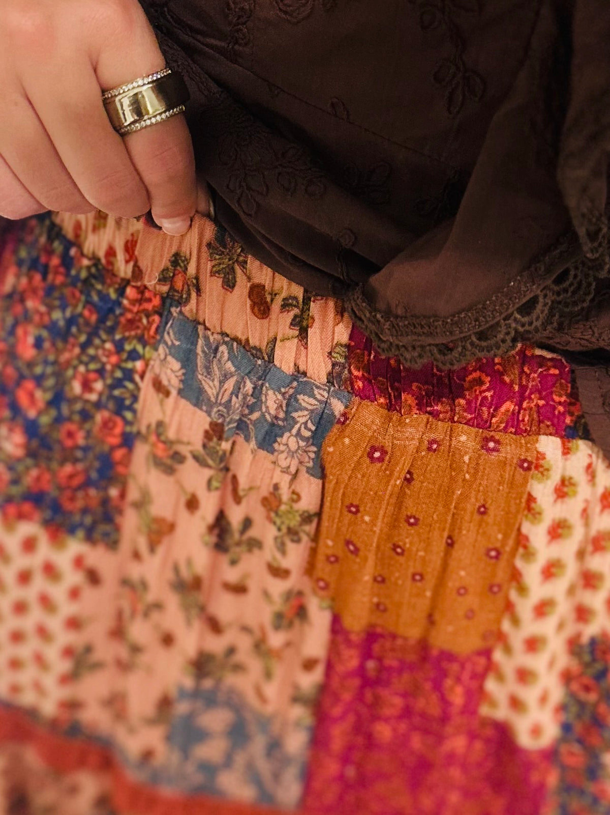 The Davey Multi Patchwork Maxi Skirt