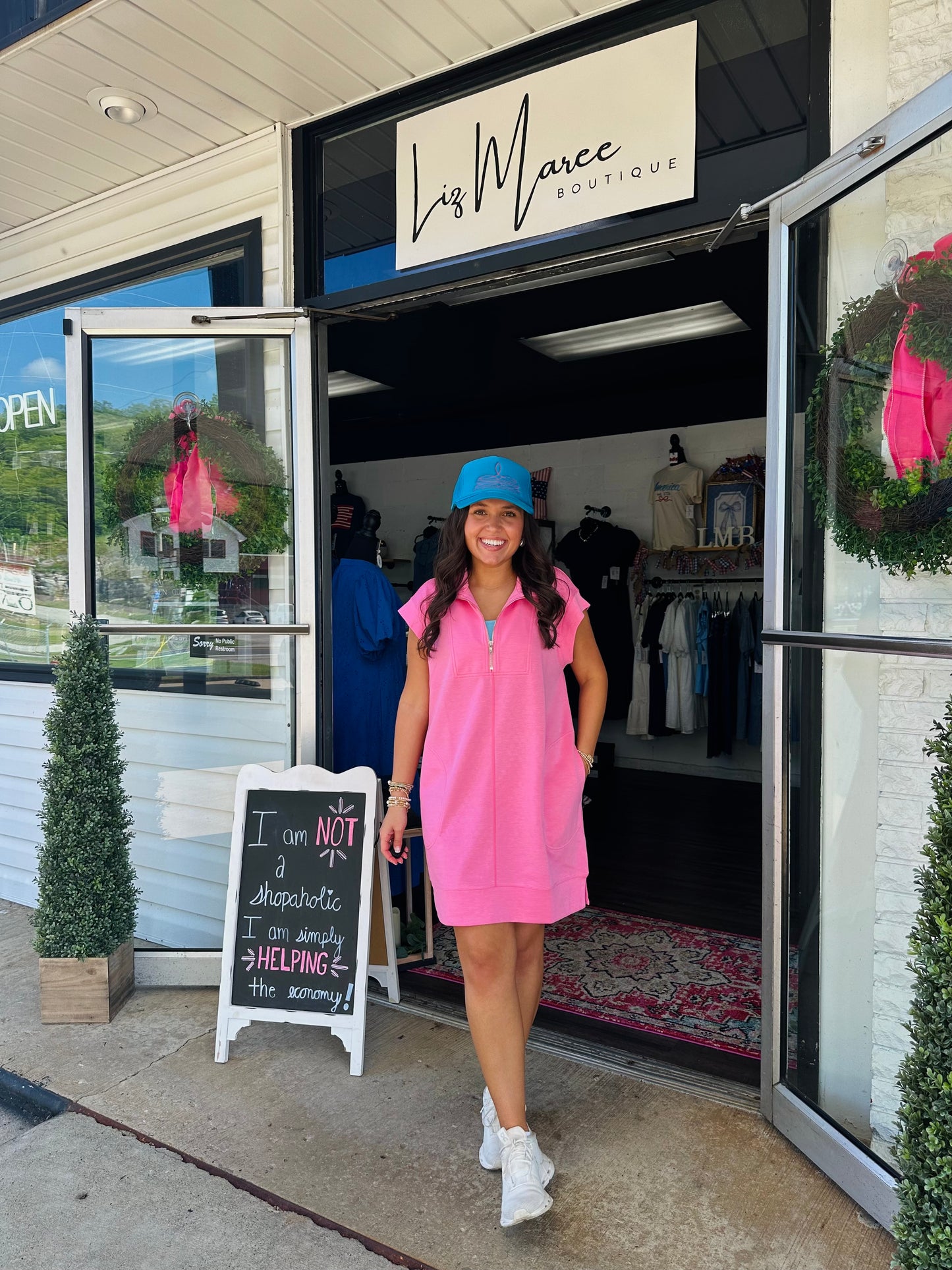 The Annie Bubblegum Pink Quarter Zip Dress