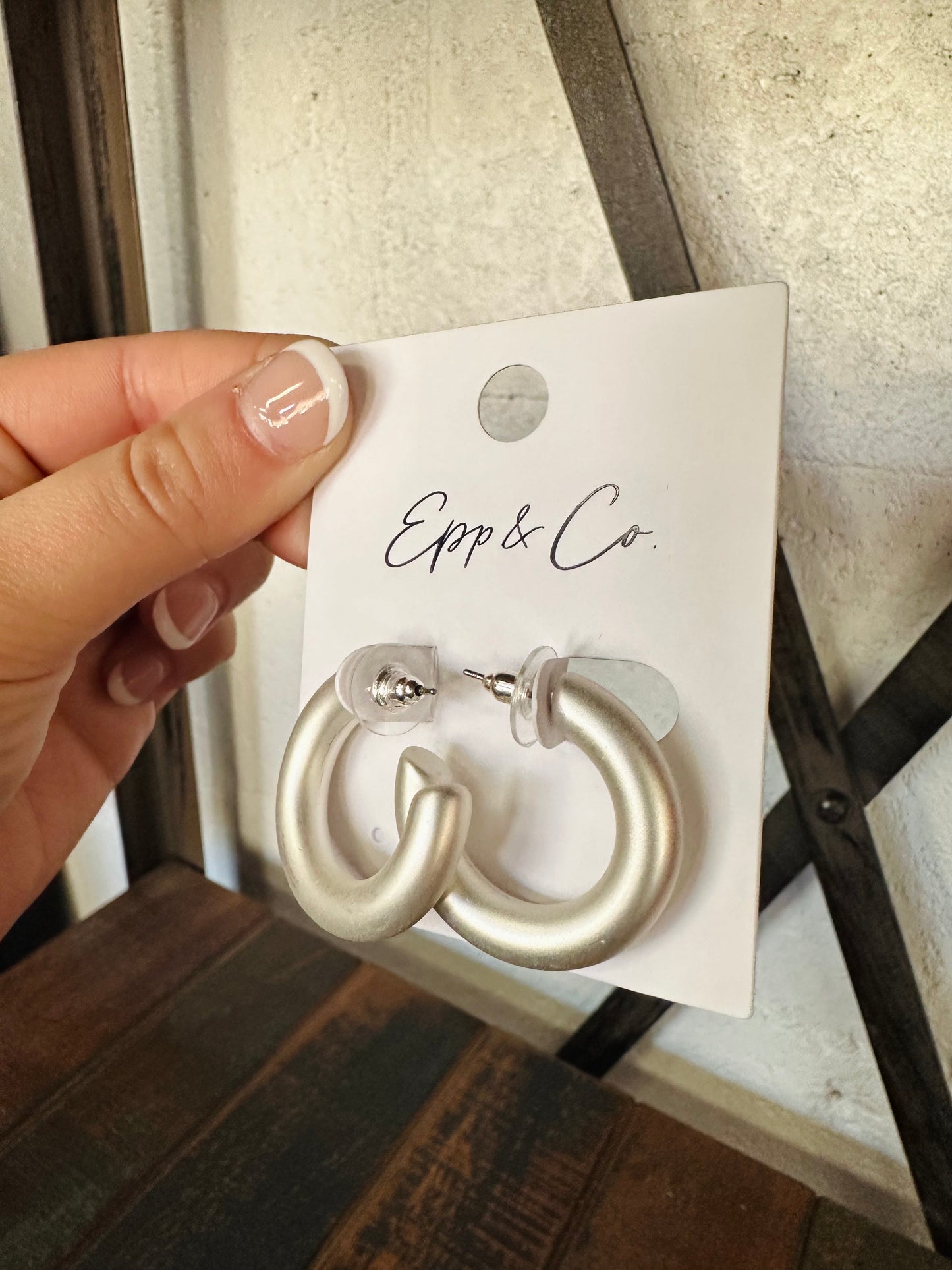 Mini Brushed Silver Hoops