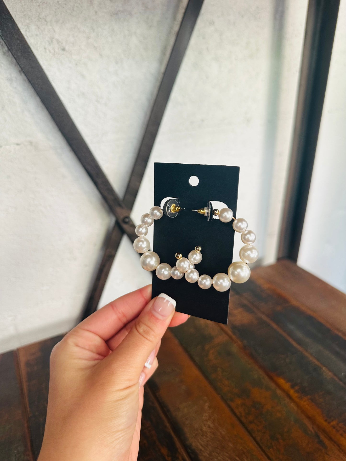 Gold Pearl Hoop Earring