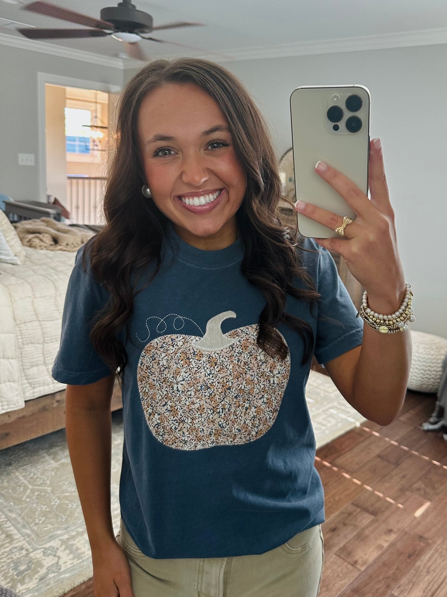 The Fall Floral Pumpkin Embroidered Tee