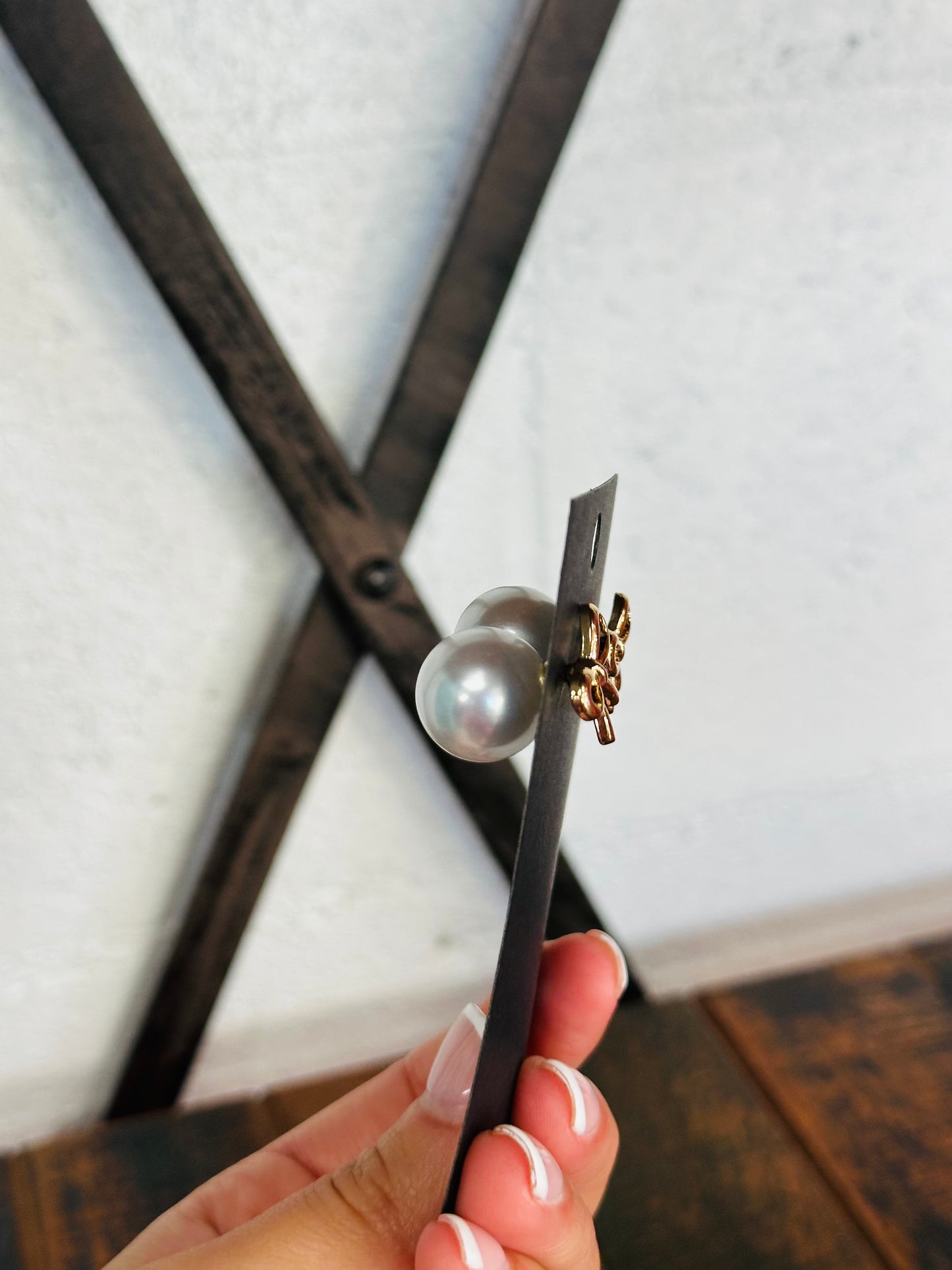 Gold Bow & Pearl Stud Post Earring