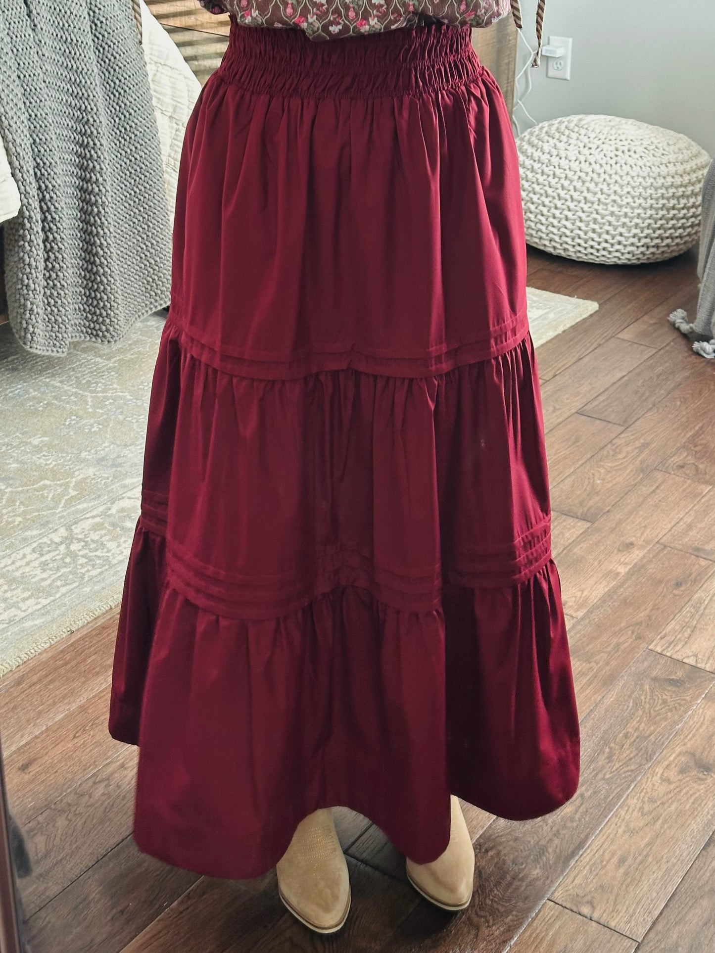 The Ruth Burgundy Maxi Skirt