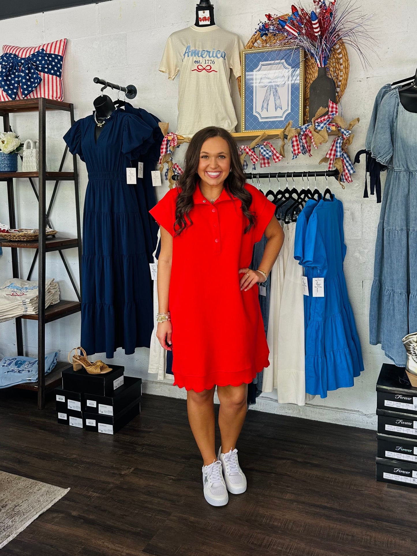 The Layla Red Scalloped Dress