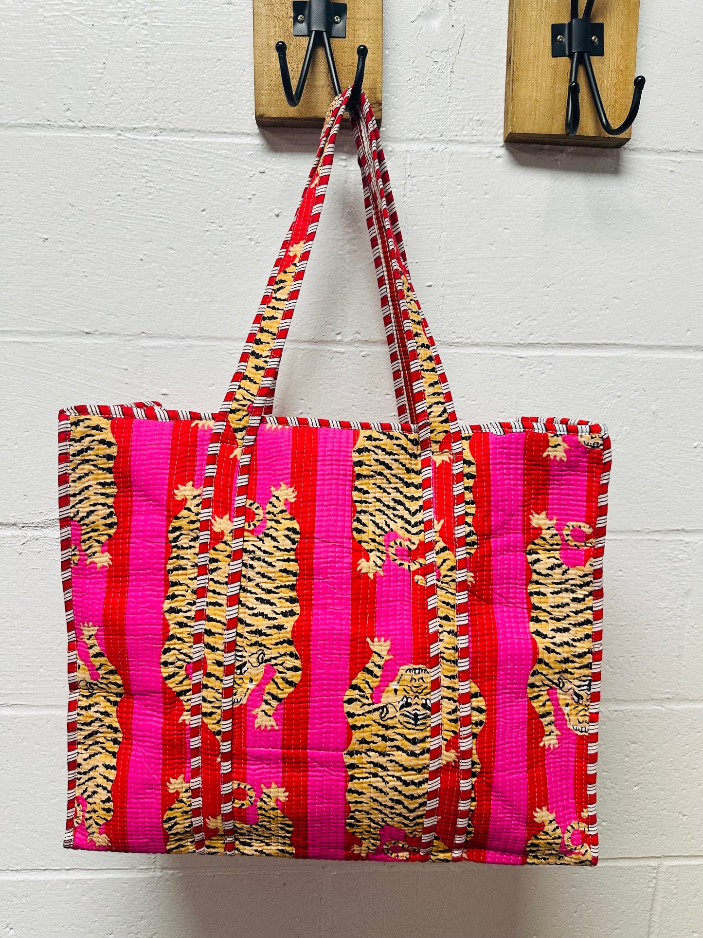 The Pink Tiger Quilted Tote Bag