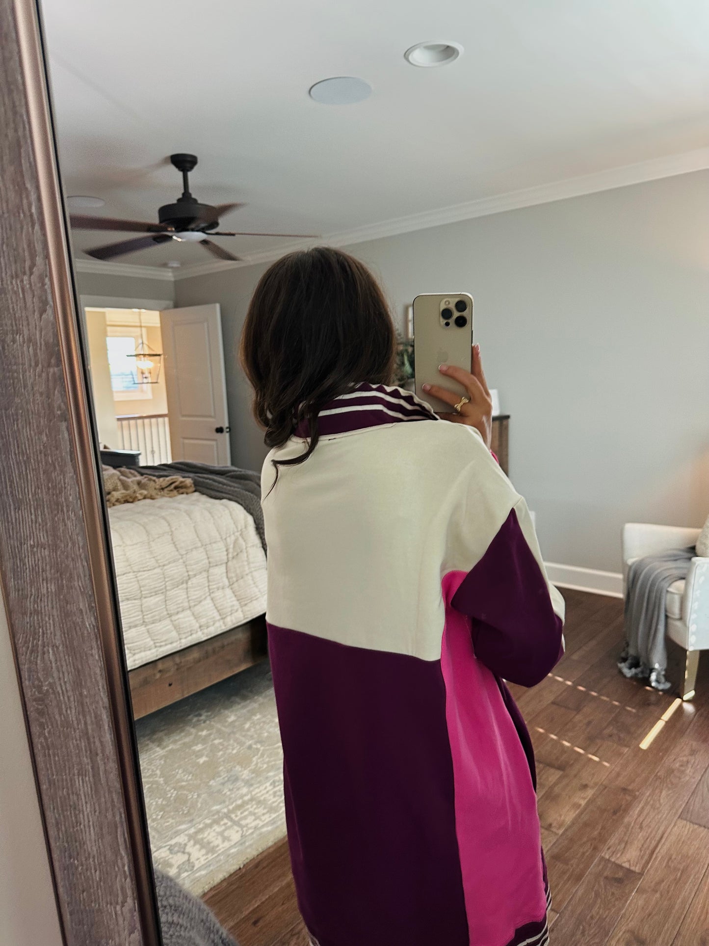 The Mal Purple + Pink Colorblock Quarter-Zip Dress