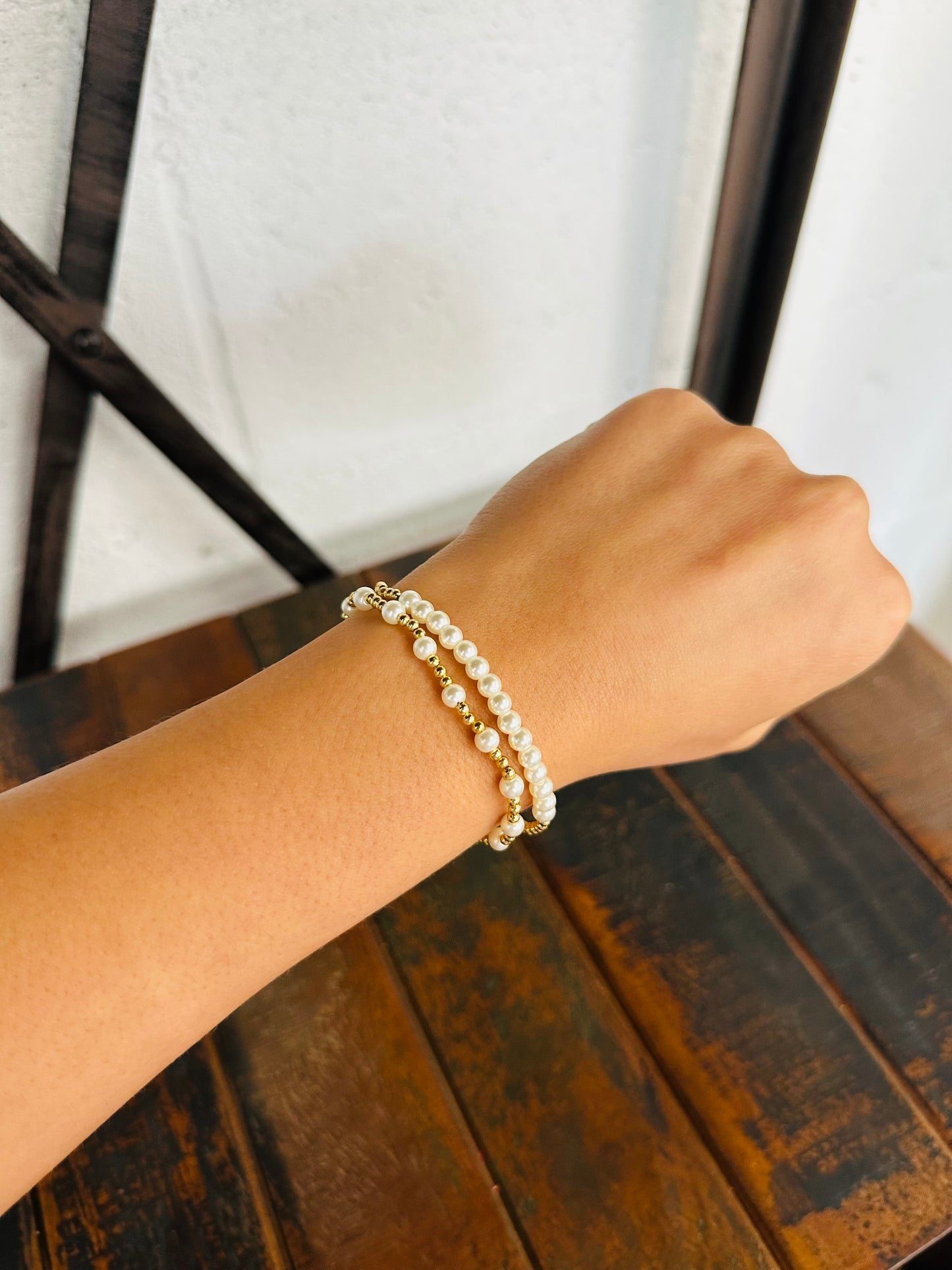 Pearl + Gold Bracelet Set