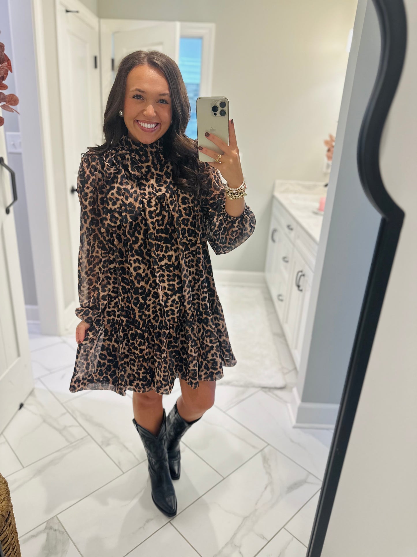 The Della Leopard Bow Dress
