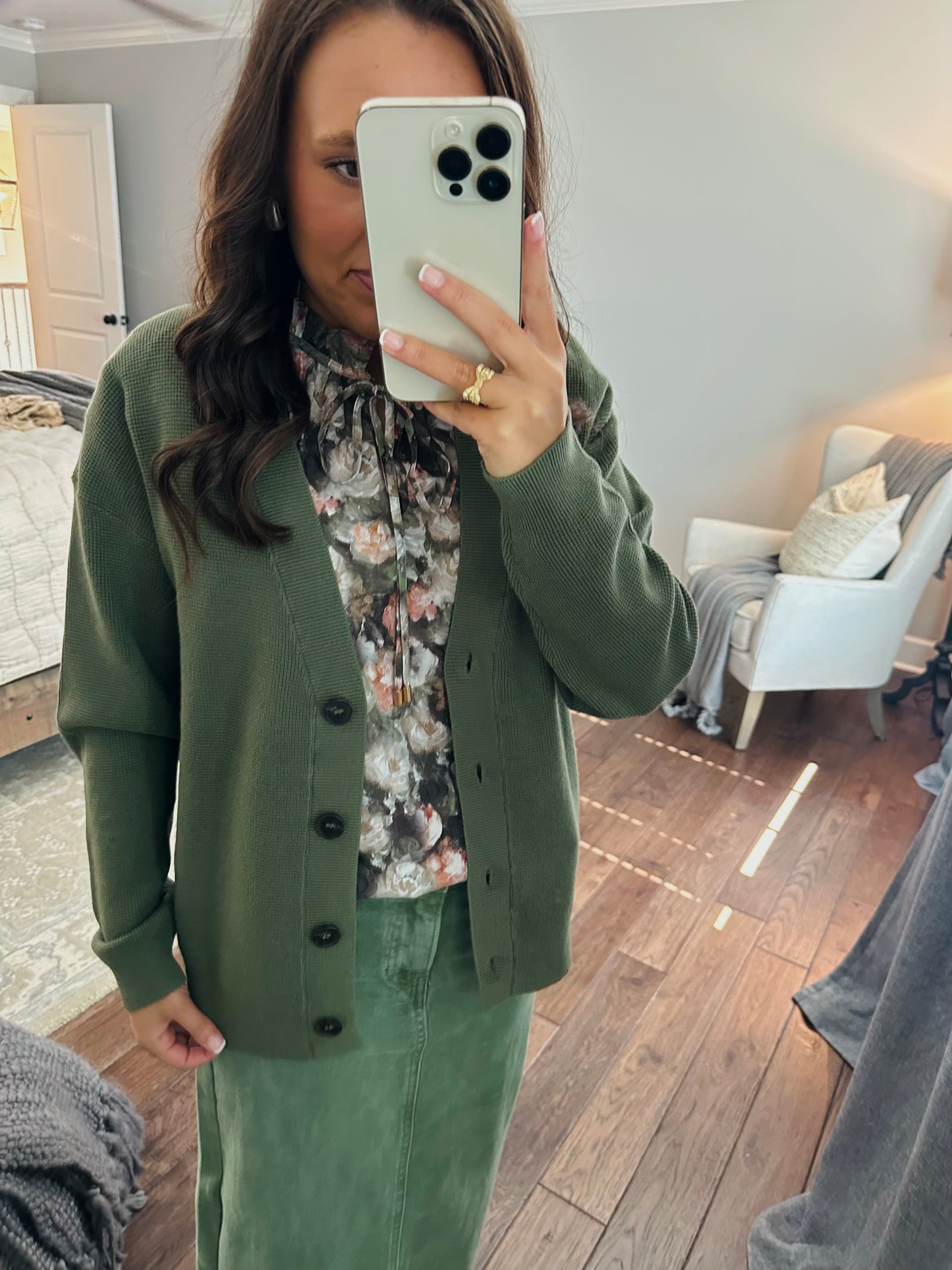 Let's Get Cozy Olive Green Cardigan