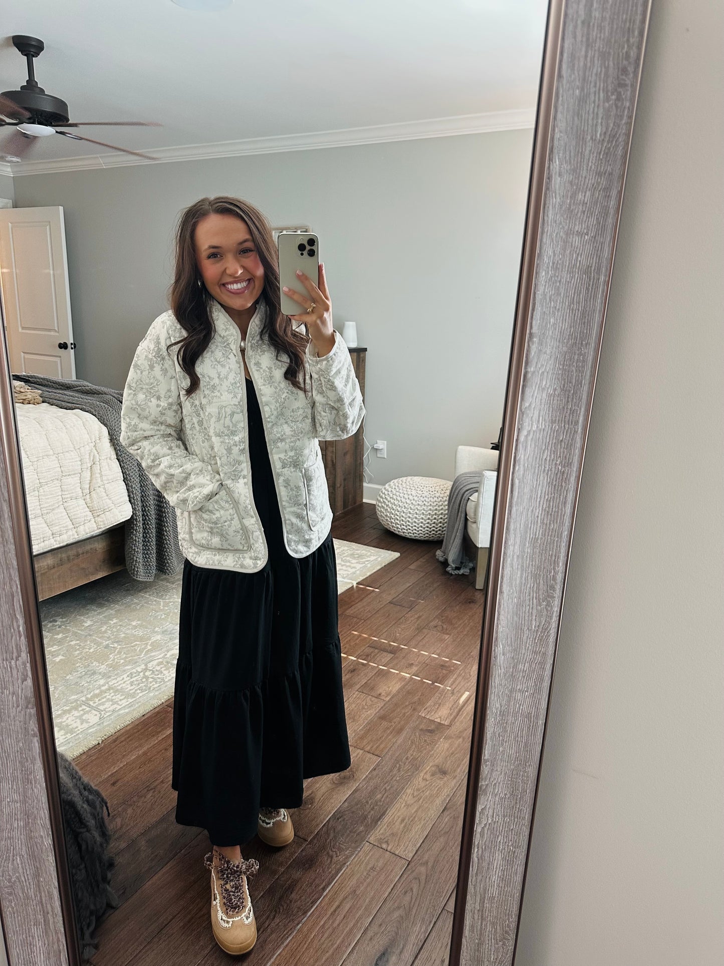 The Serena Grey Vintage Quilted Jacket