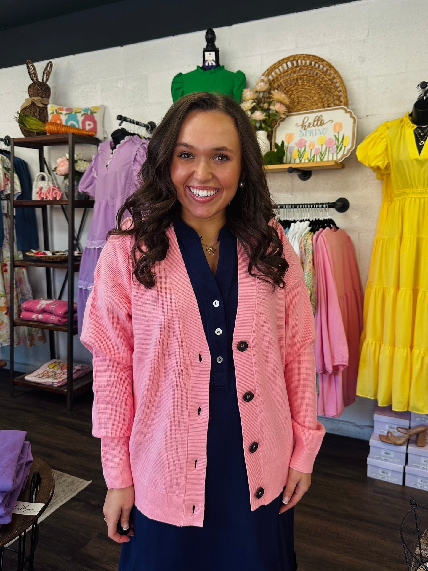 Let's Get Cozy Pink Cardigan