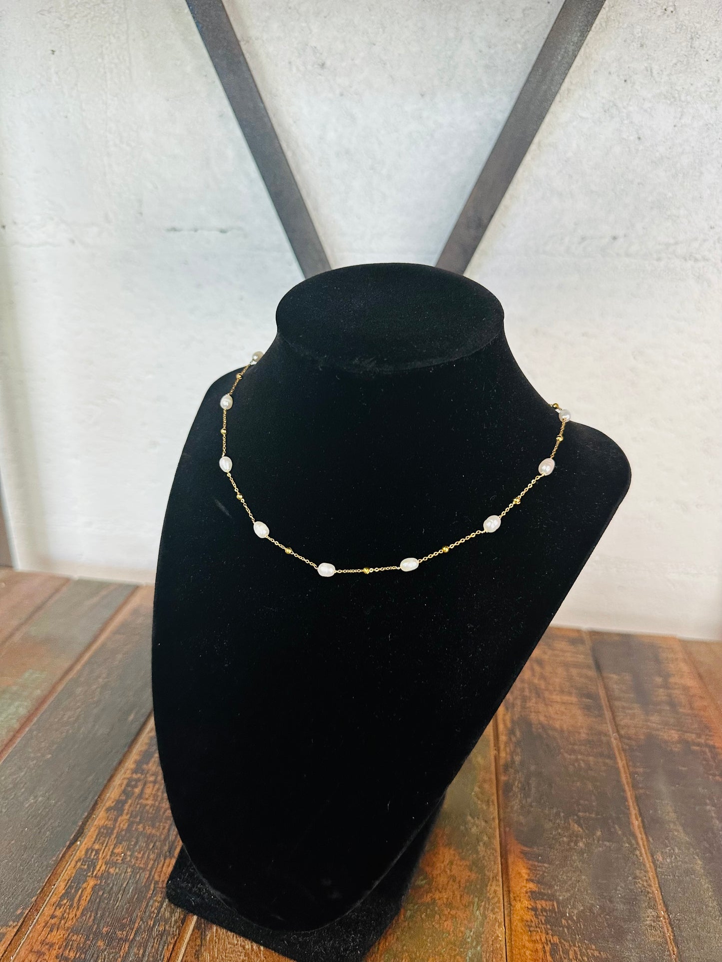 Gold Freshwater Pearl Necklace
