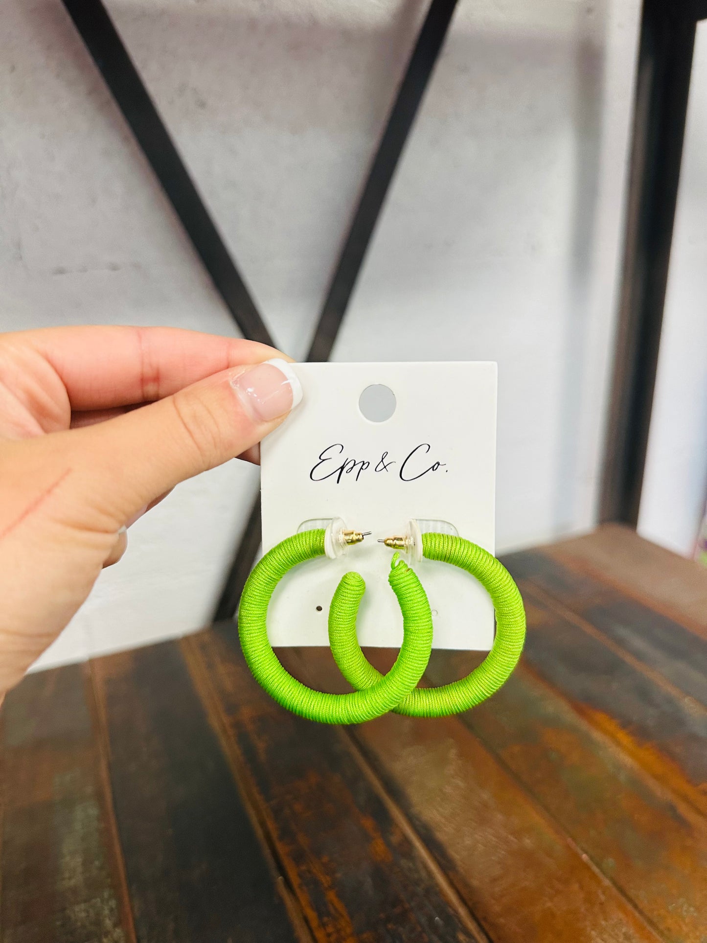 Neon Green Thread Hoops