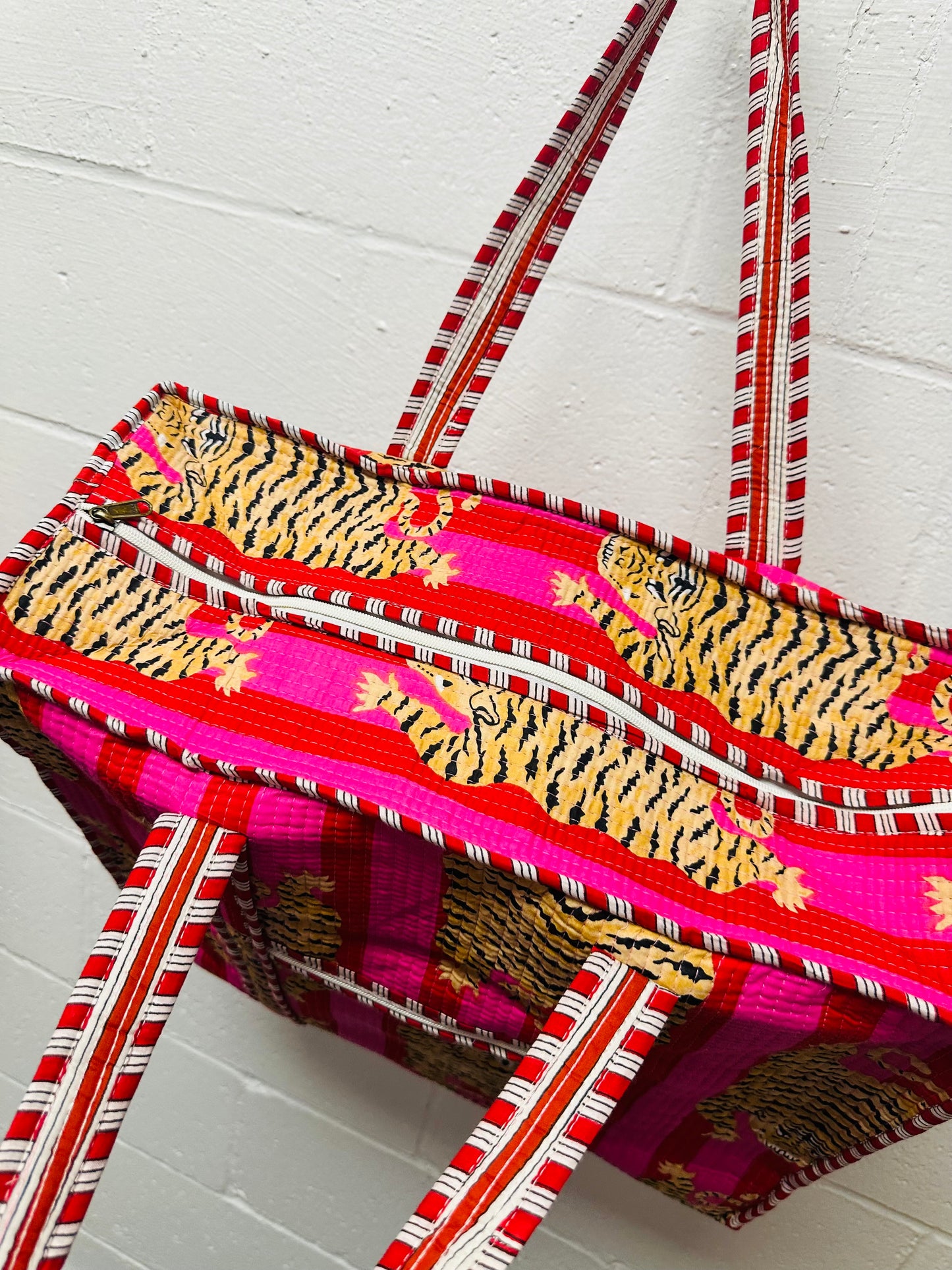 The Pink Tiger Quilted Tote Bag
