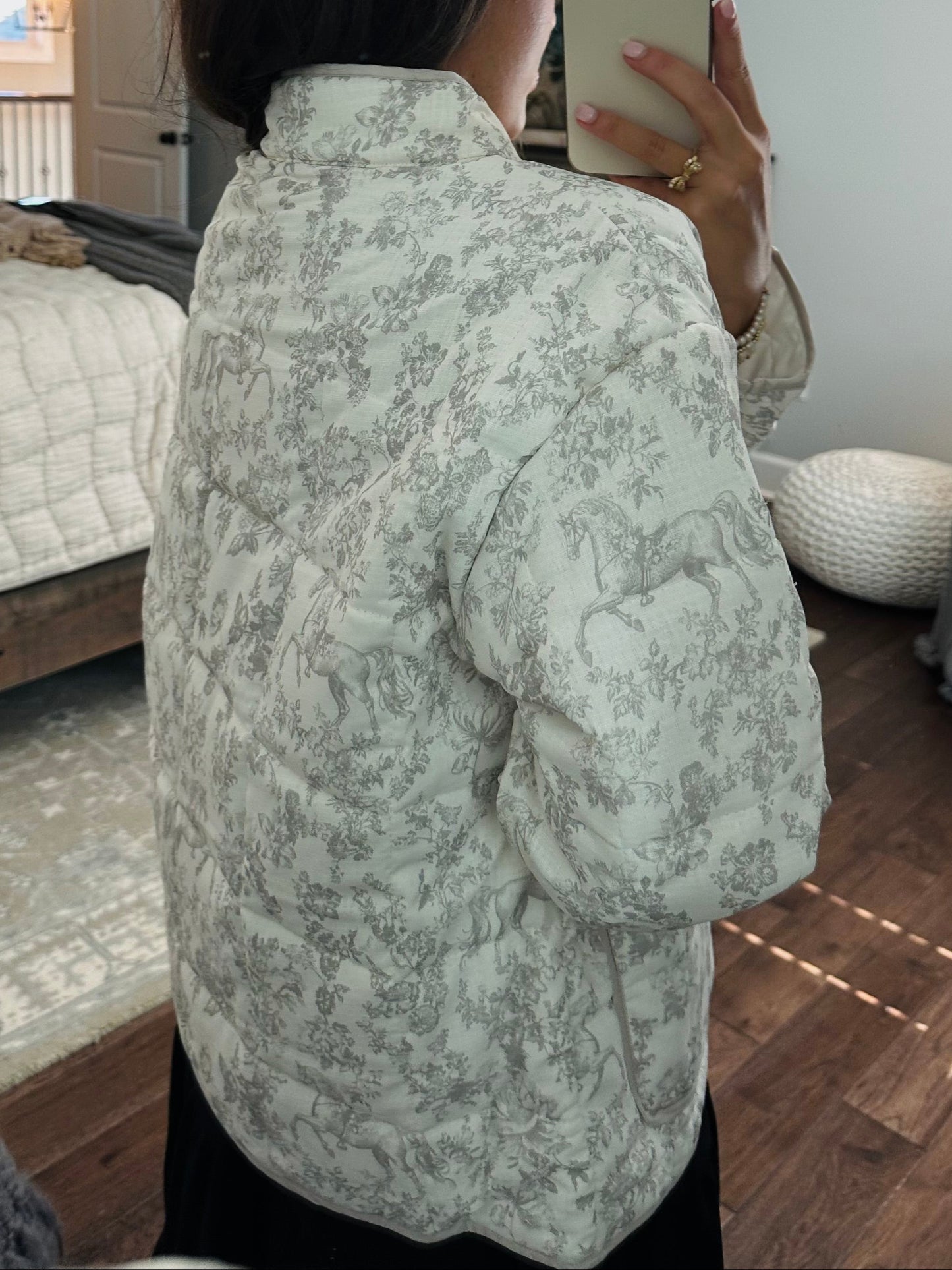 The Serena Grey Vintage Quilted Jacket