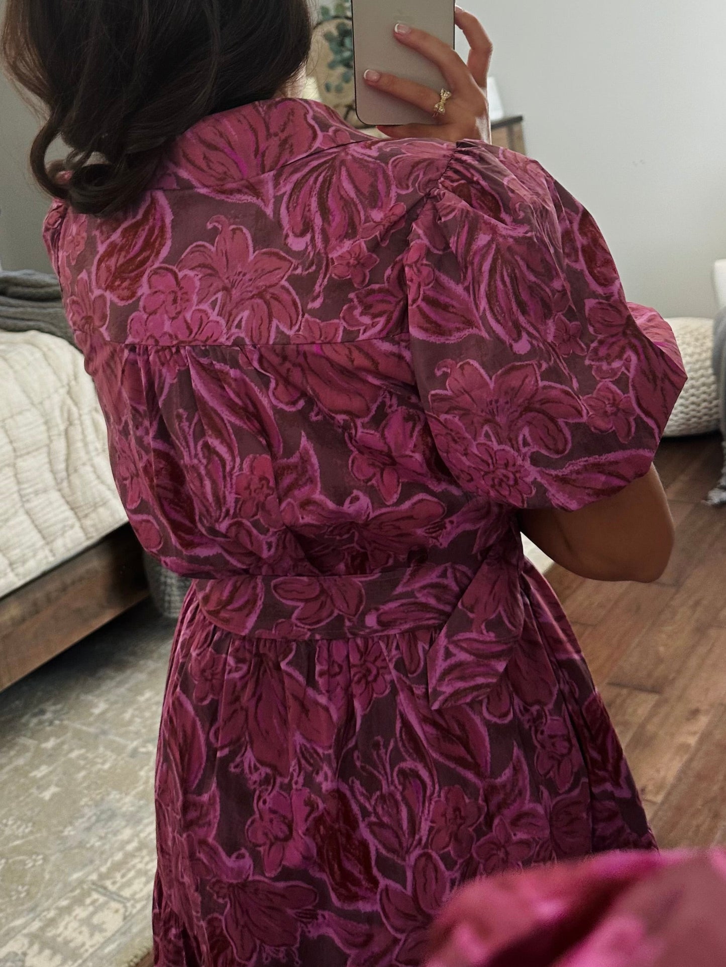 The Danyale Rosy Brown Floral Midi Dress
