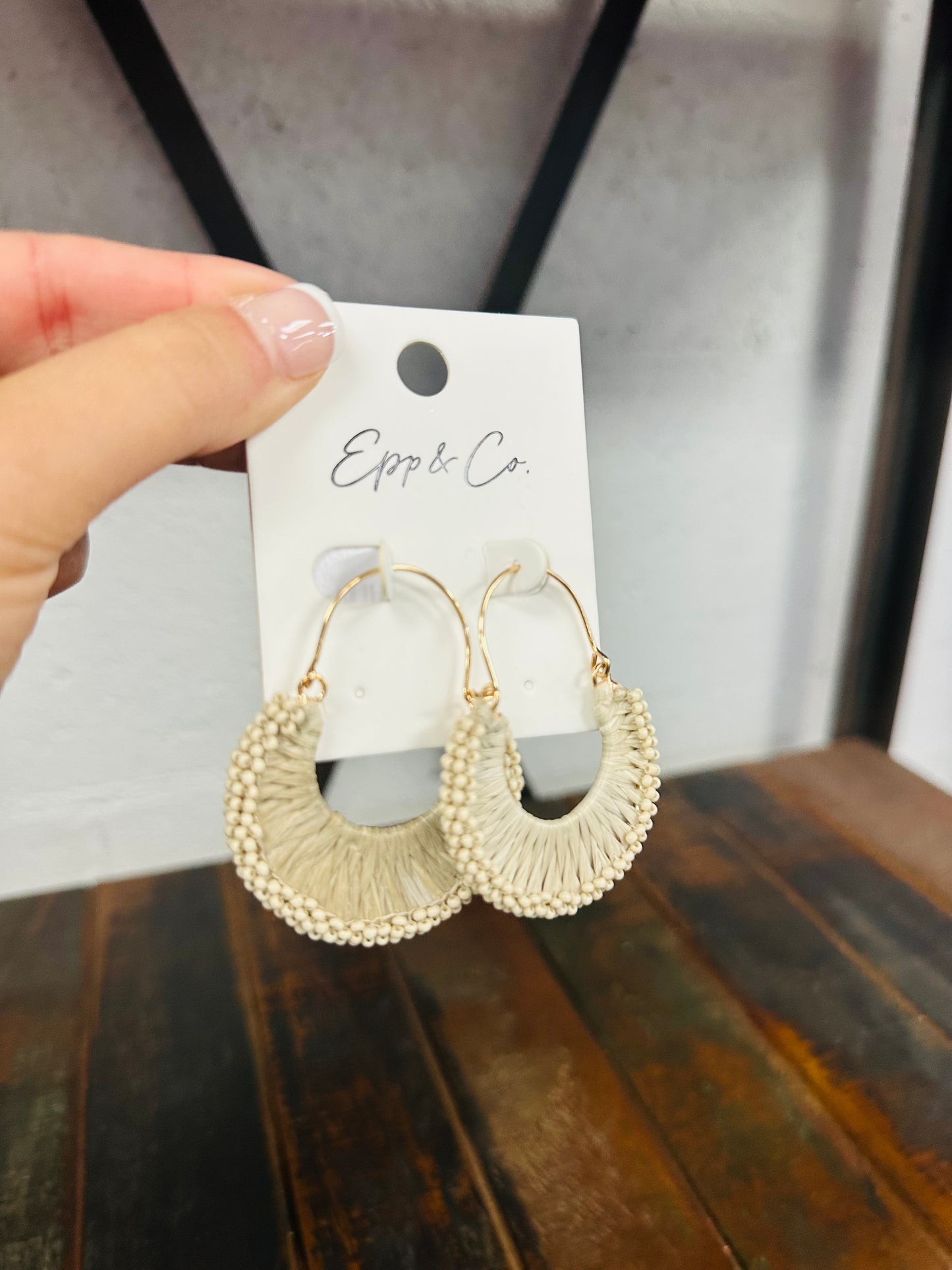 Mocha Raffia & Bead Hoops