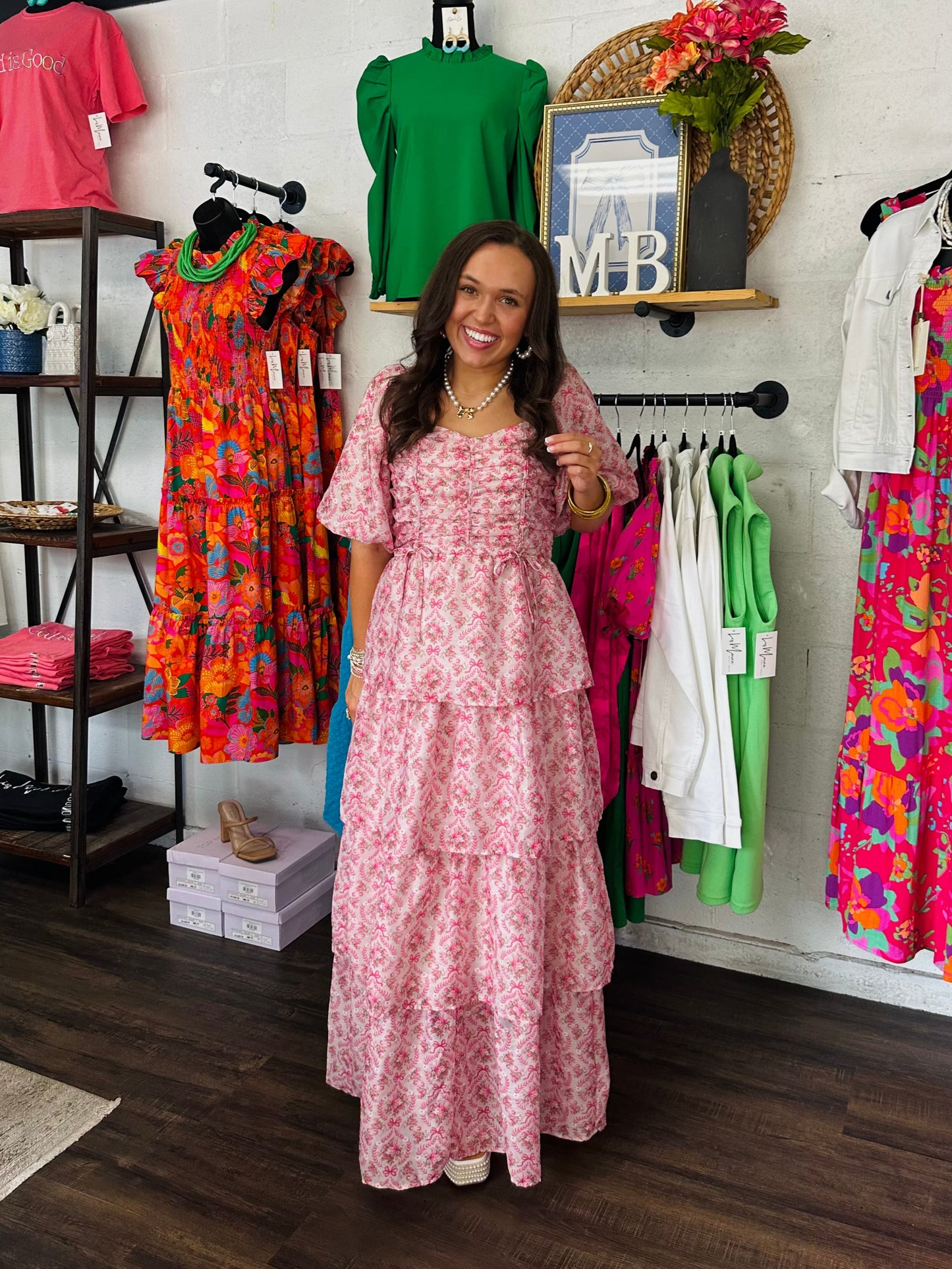 The Posey Coquette Floral Tiered Maxi Dress
