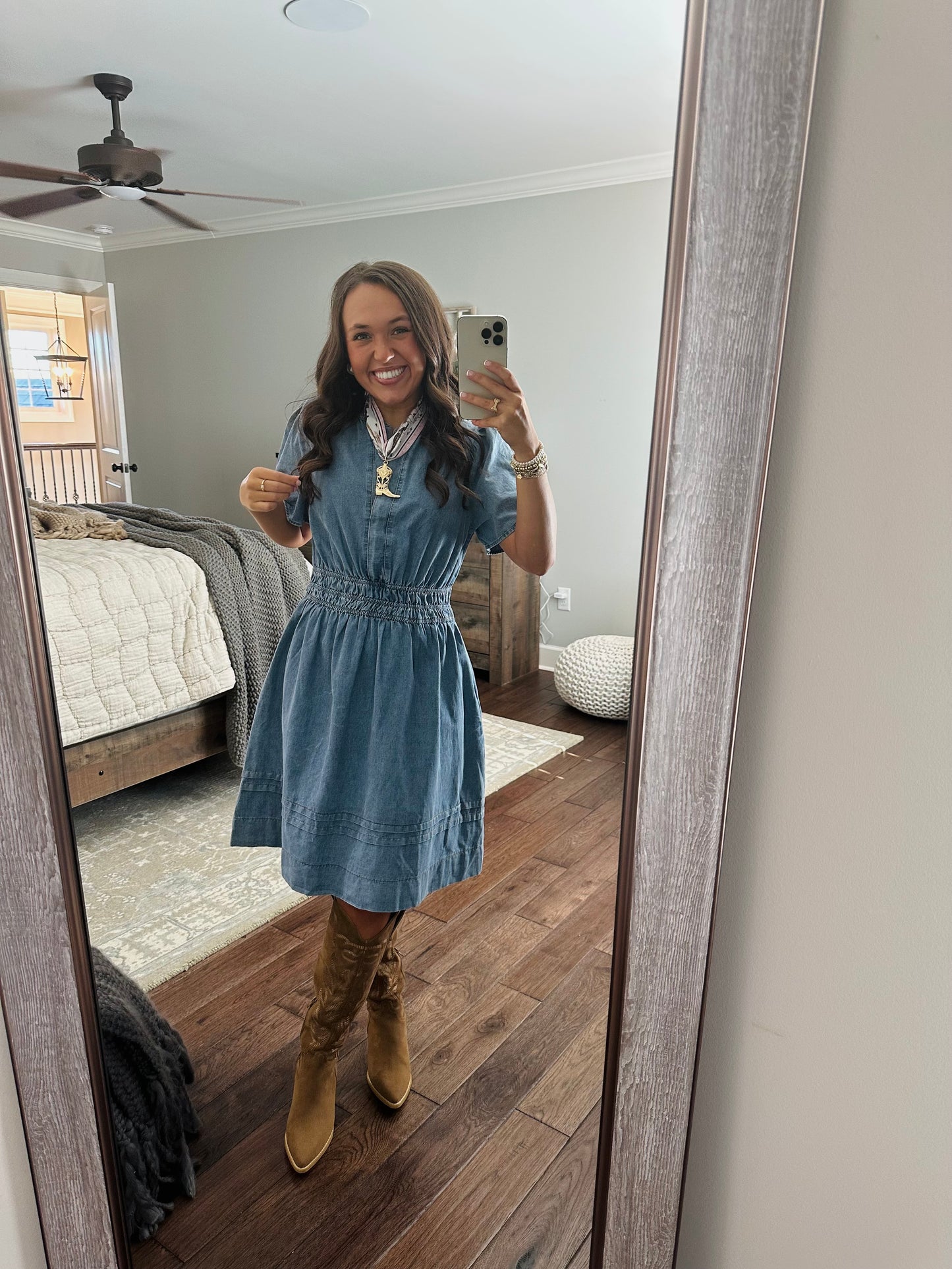 The Cheyenne Smocked Waist Denim Dress