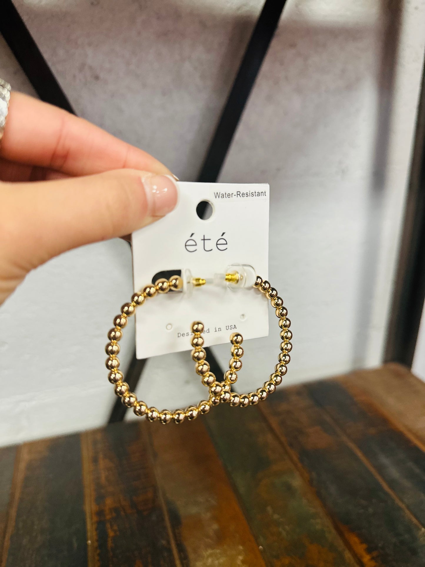 Gold Ball Hoop Earring
