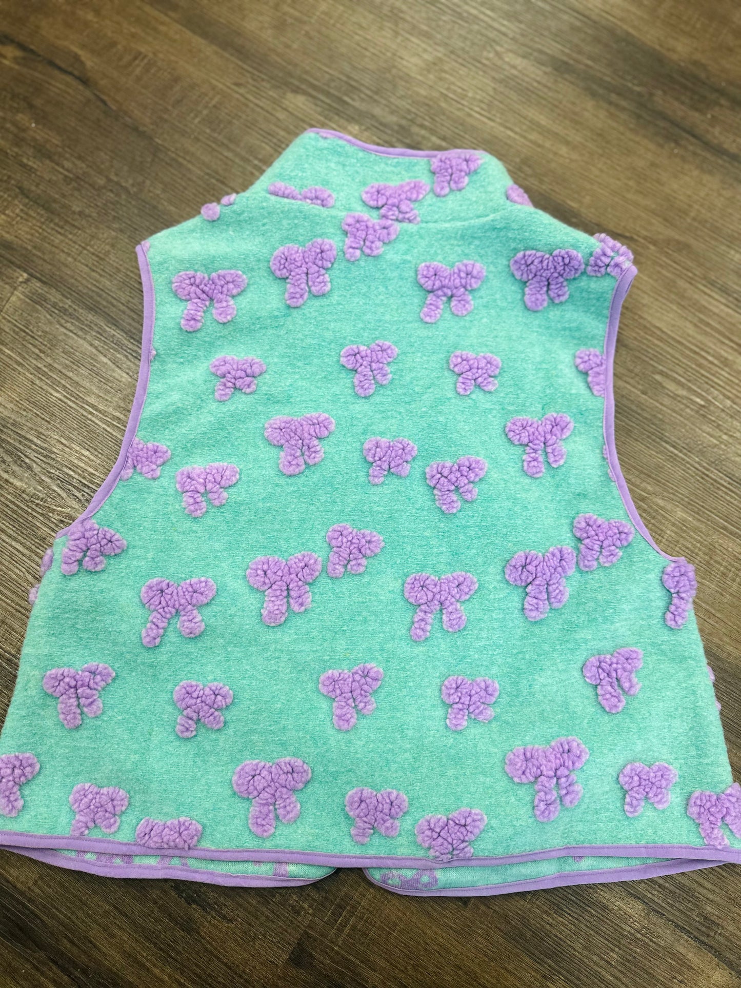The Mint + Lavender Bow Fleece Vest