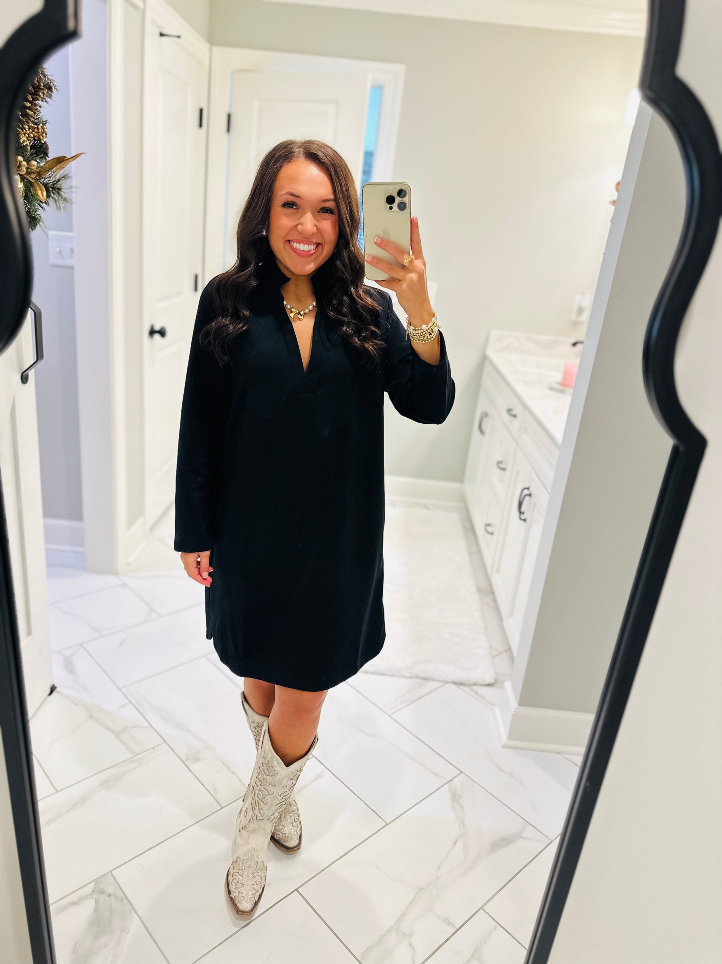The Nicole Black Long Sleeve Dress
