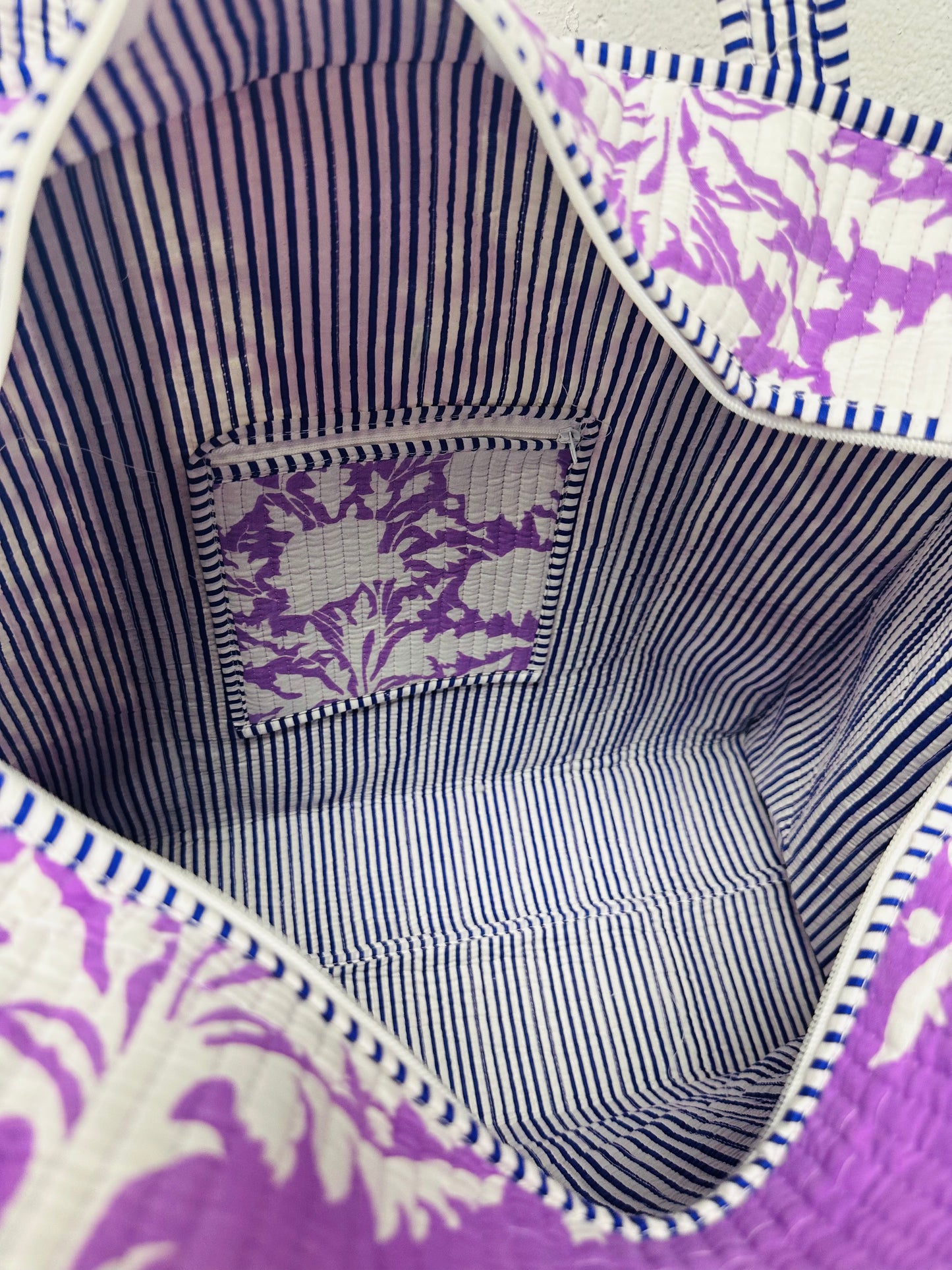 The Lavender Purple Floral Quilted Tote Bag