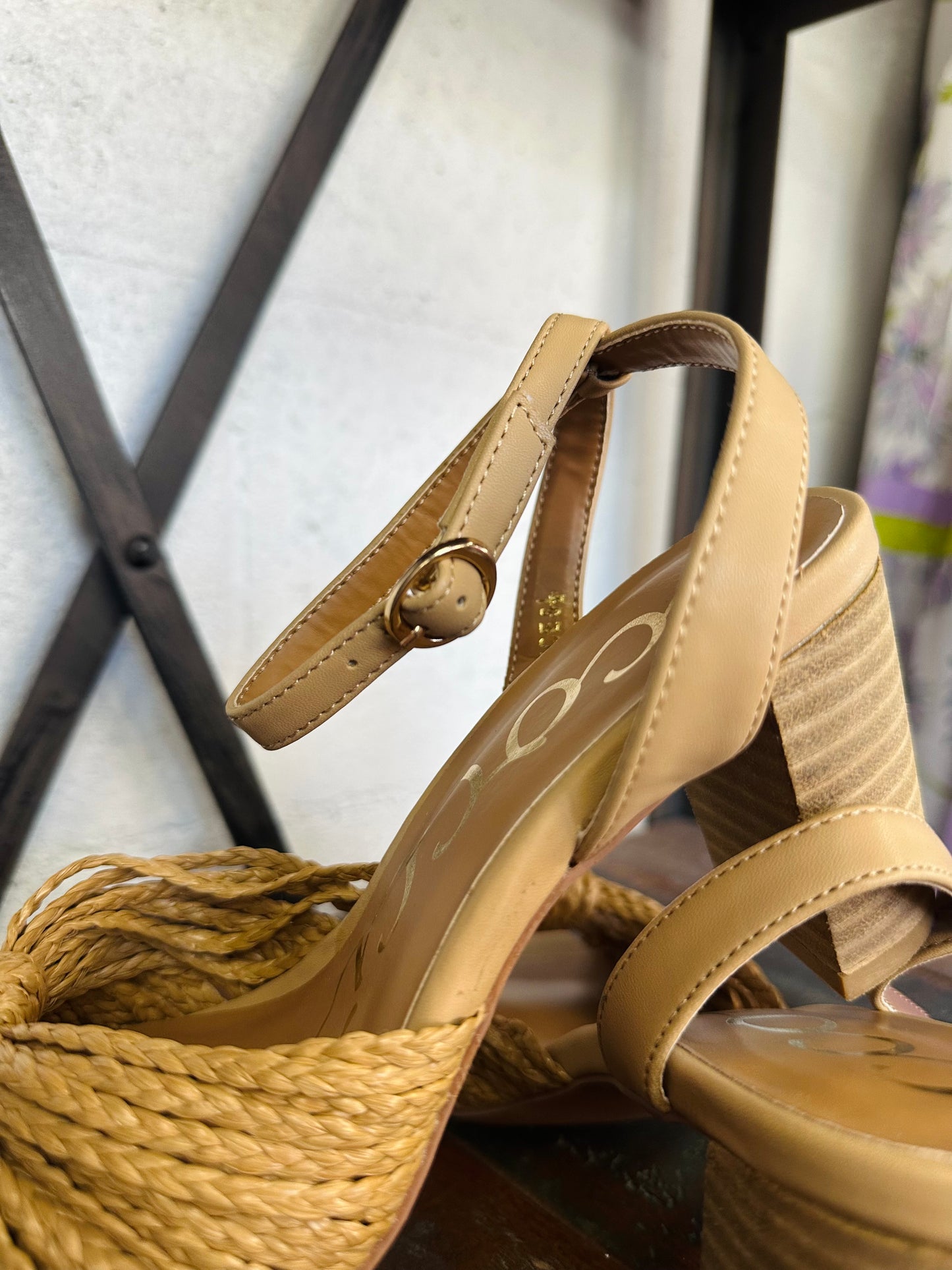 The Joyce Raffia Knot Ankle Strap Heels