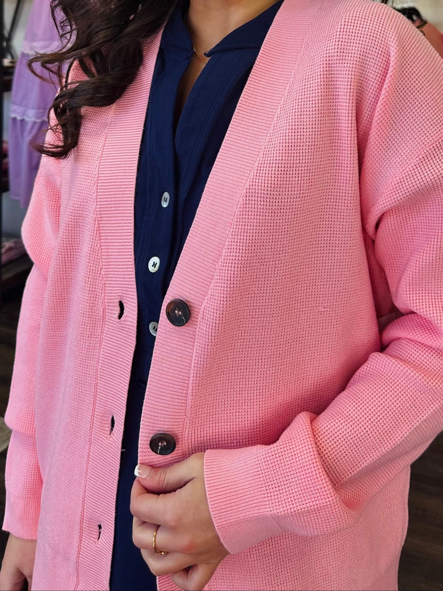 Let's Get Cozy Pink Cardigan