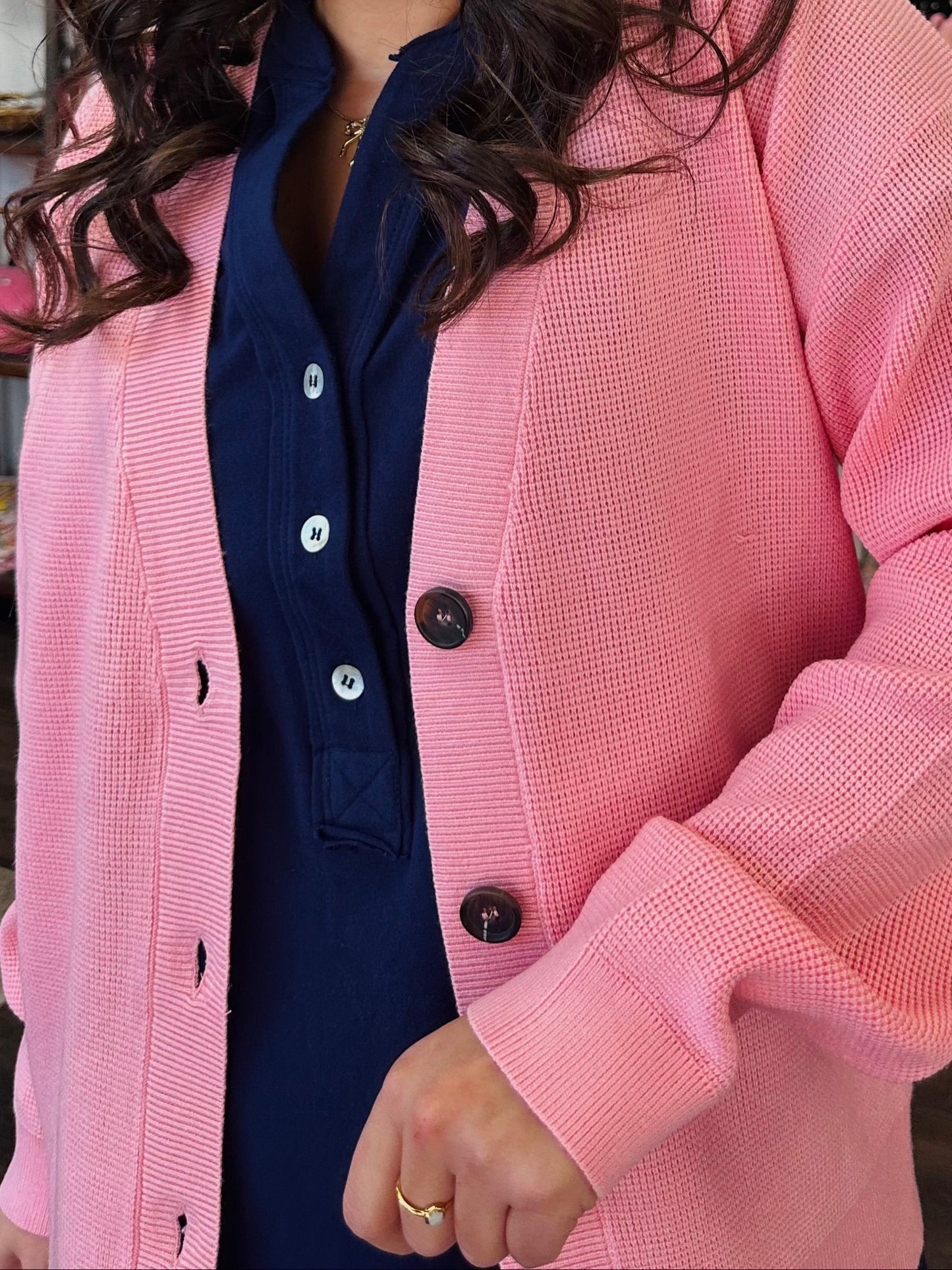 Let's Get Cozy Pink Cardigan
