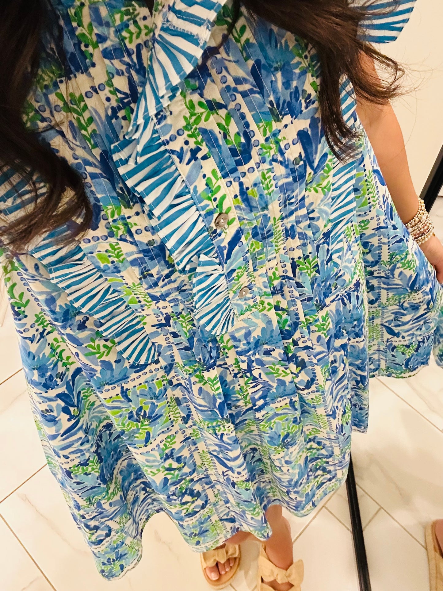 The Cali Blue Botanical Dress