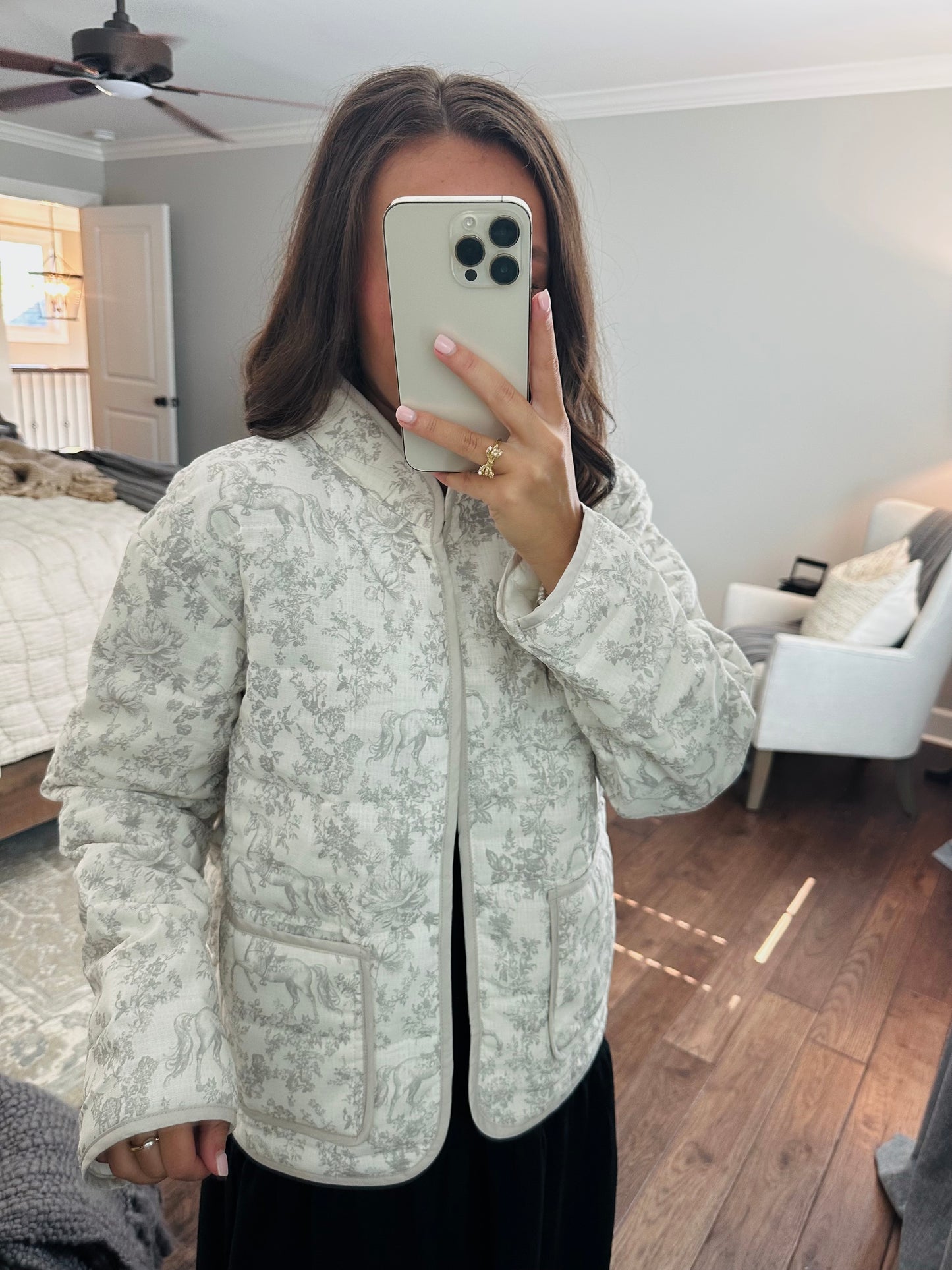 The Serena Grey Vintage Quilted Jacket